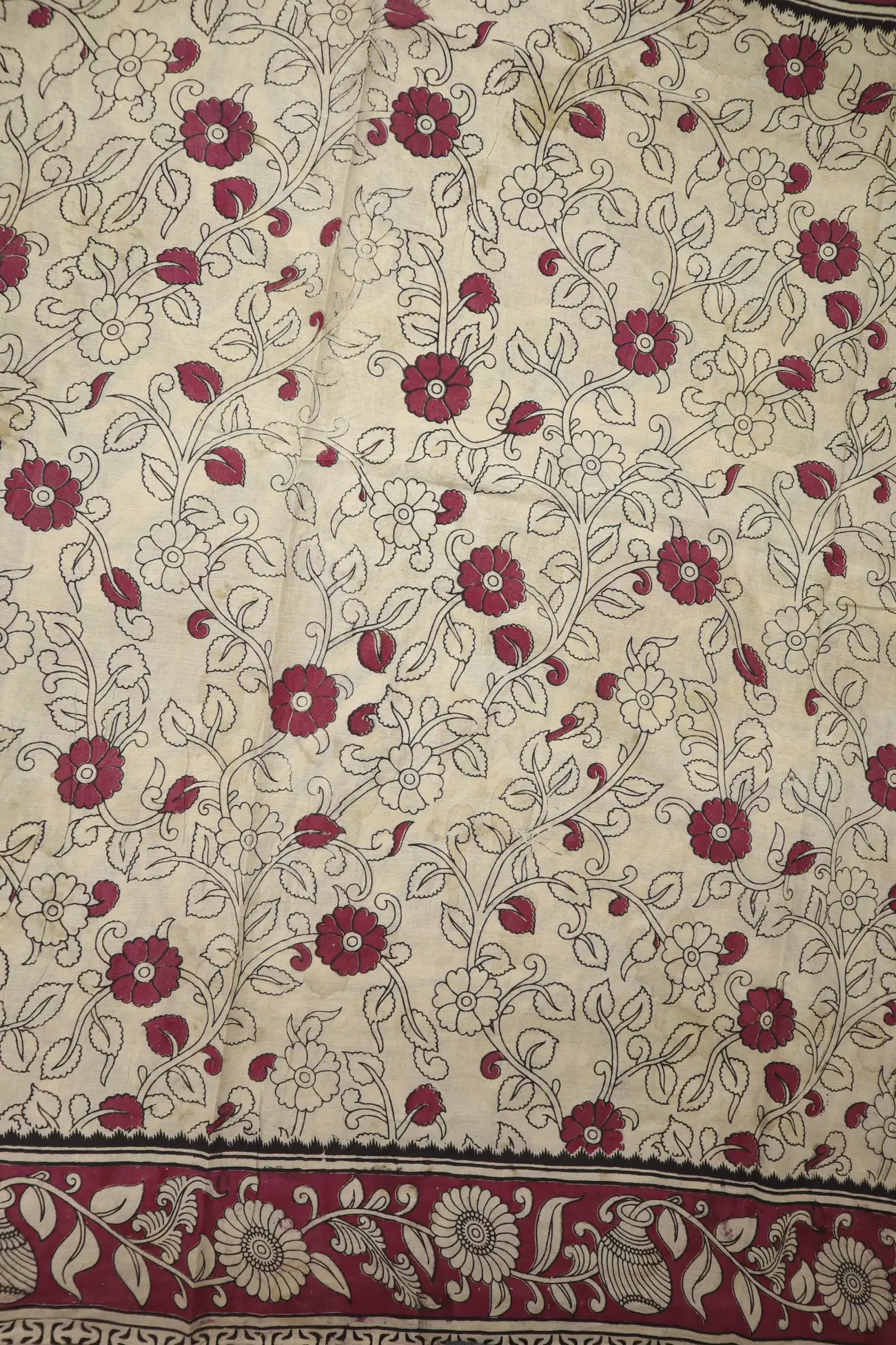 green-flower-kalamkari-saree-kk001364-d