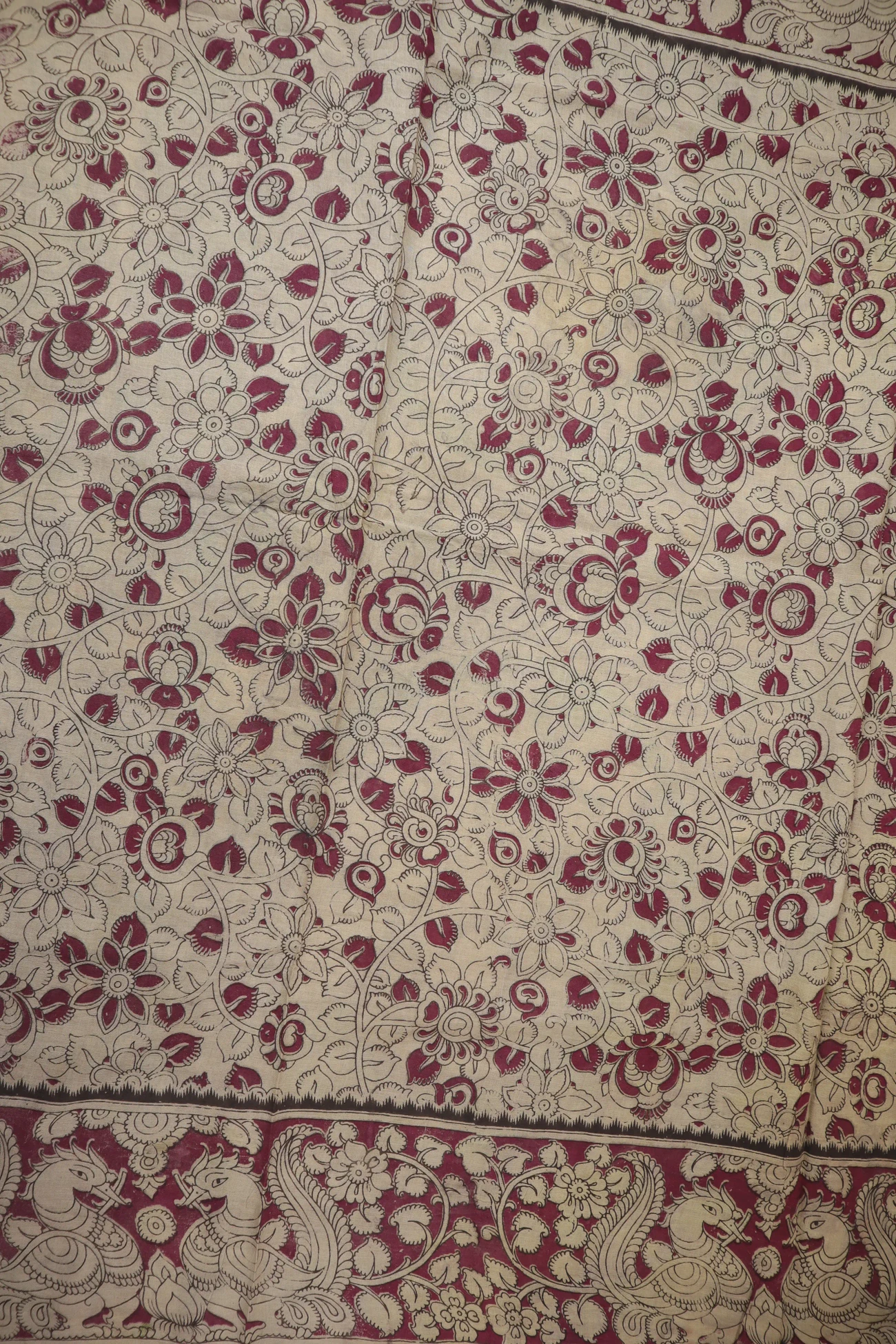 green-flower-peacock-kalamkari-saree-kk001360-d