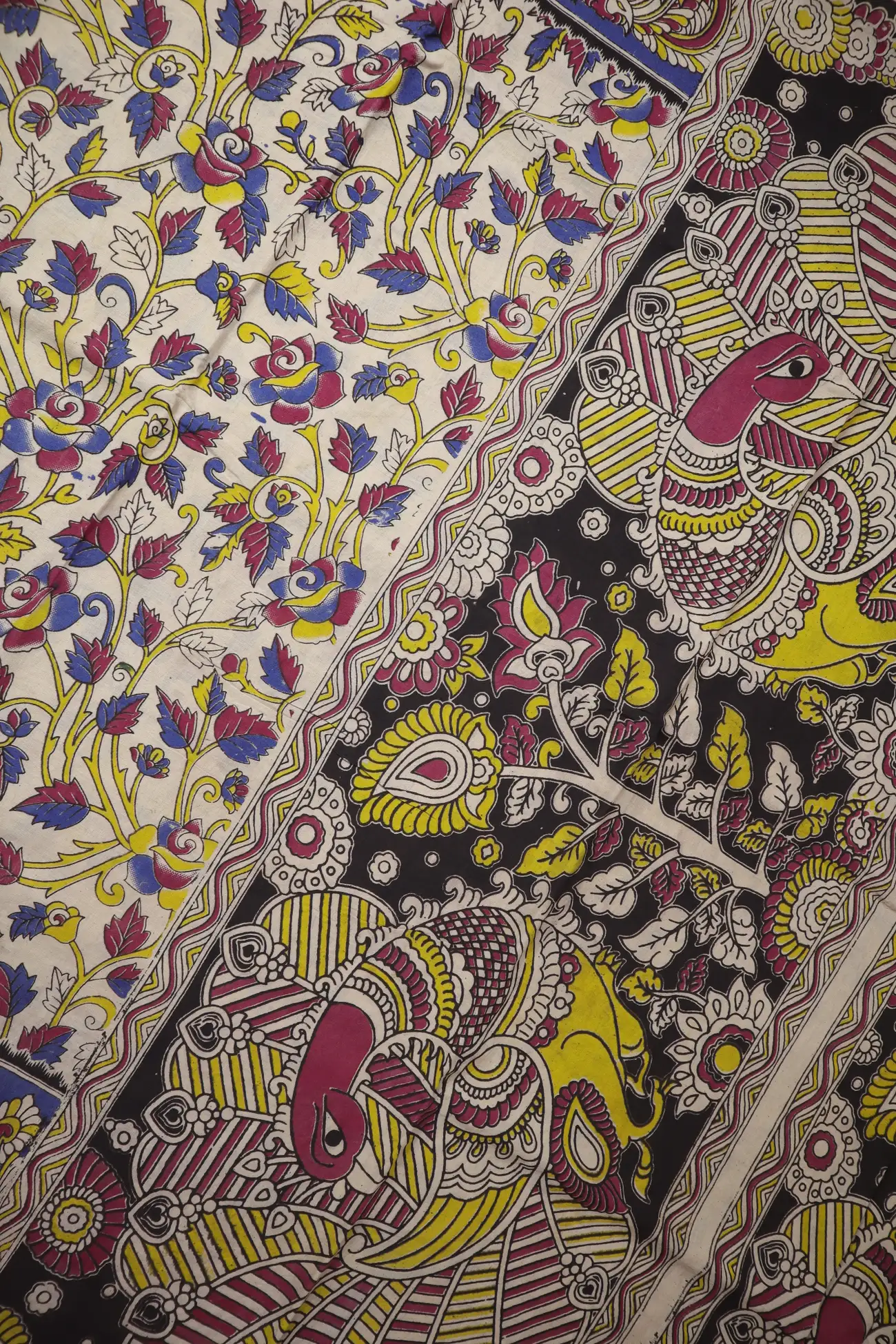 wheat-peacock-kalamkari-saree-kk001353-c