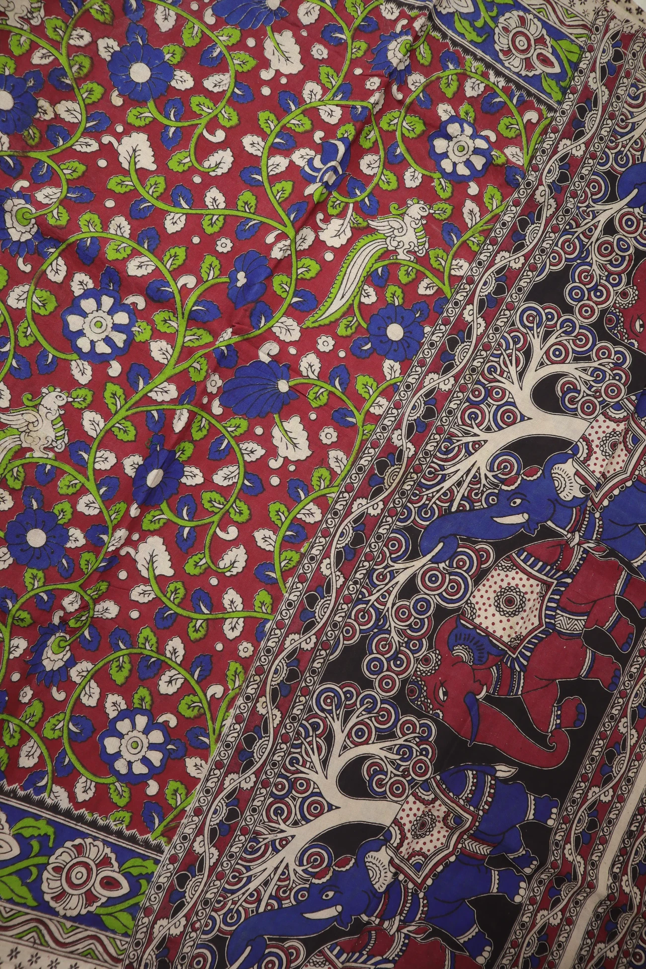red-flower-kalamkari-saree-kk001361-c