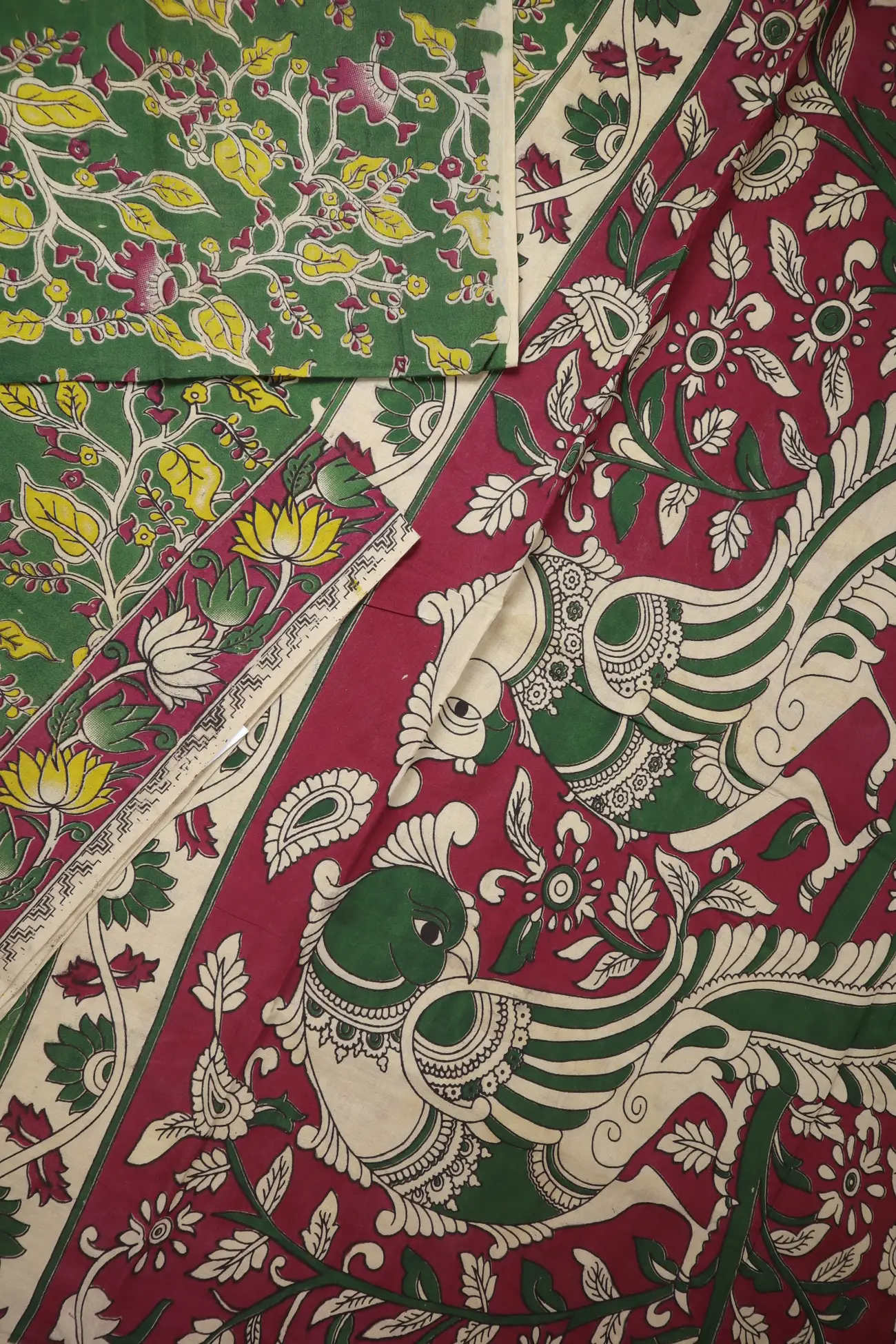 dark-green-flower-kalamkari-saree-kk001351-b