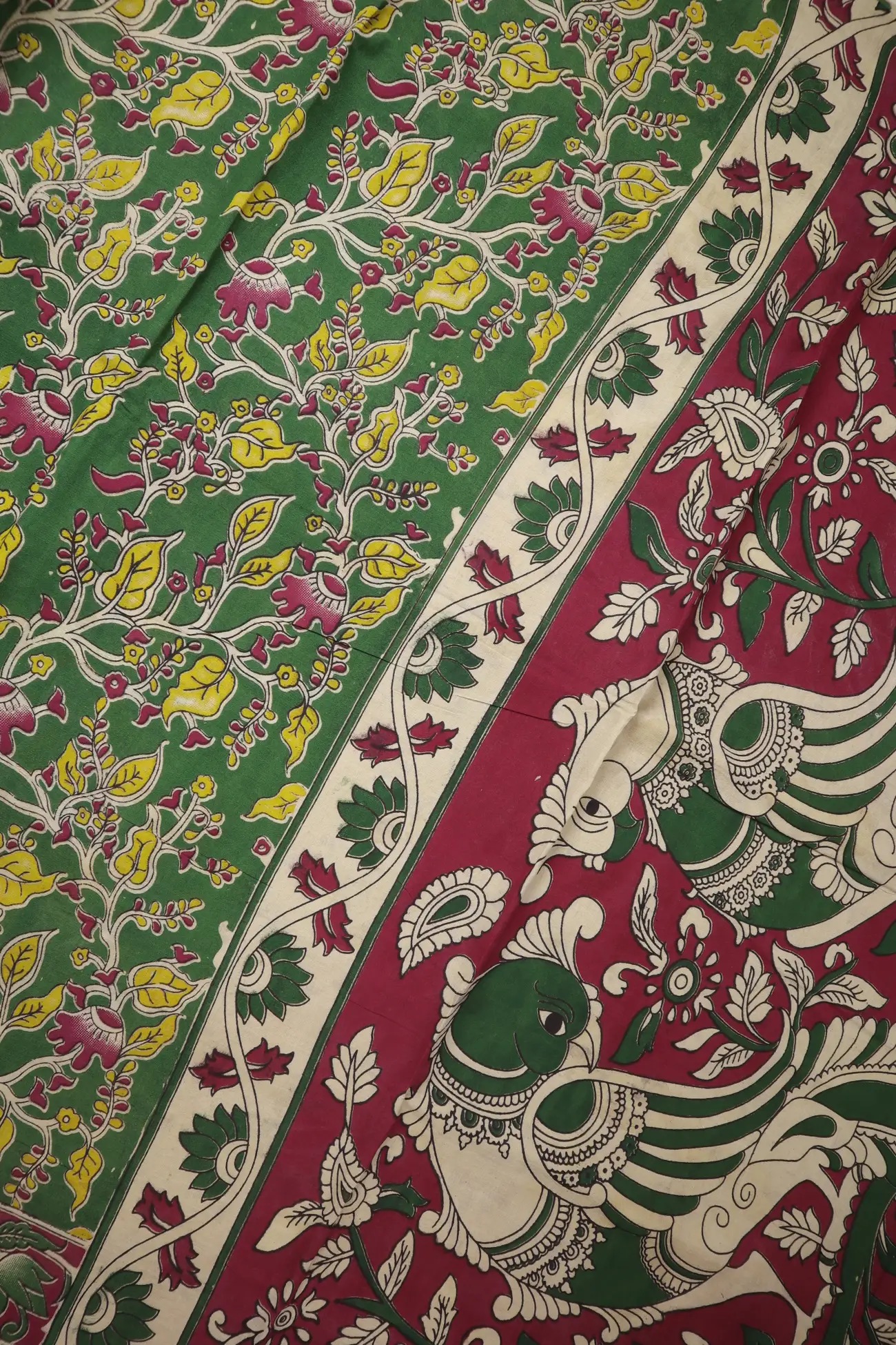 dark-green-flower-kalamkari-saree-kk001351-c
