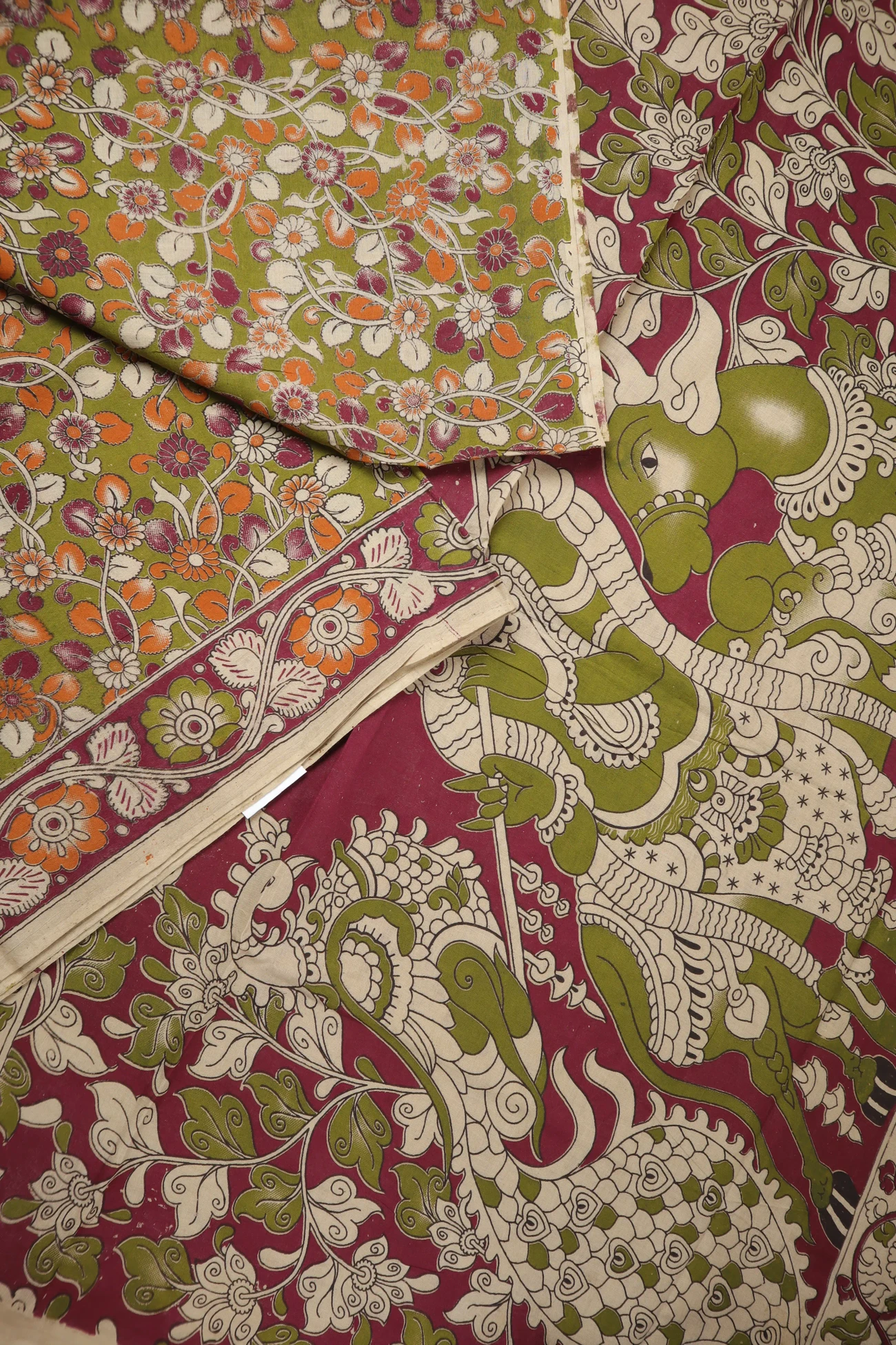 green-flower-kalamkari-saree-kk001307-b