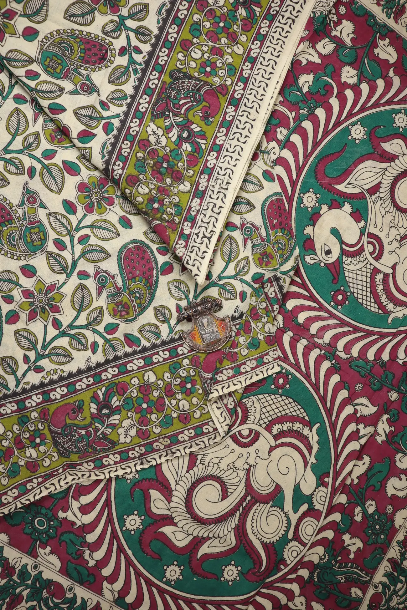 wheat-peacock-kalamkari-saree-kk001346-a