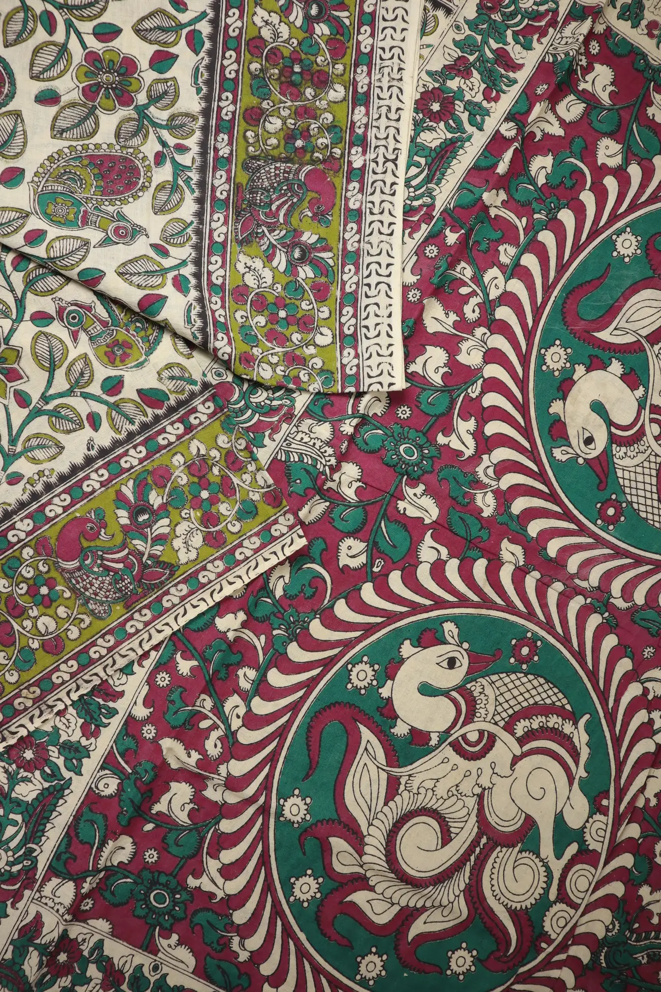 wheat-peacock-kalamkari-saree-kk001346-b