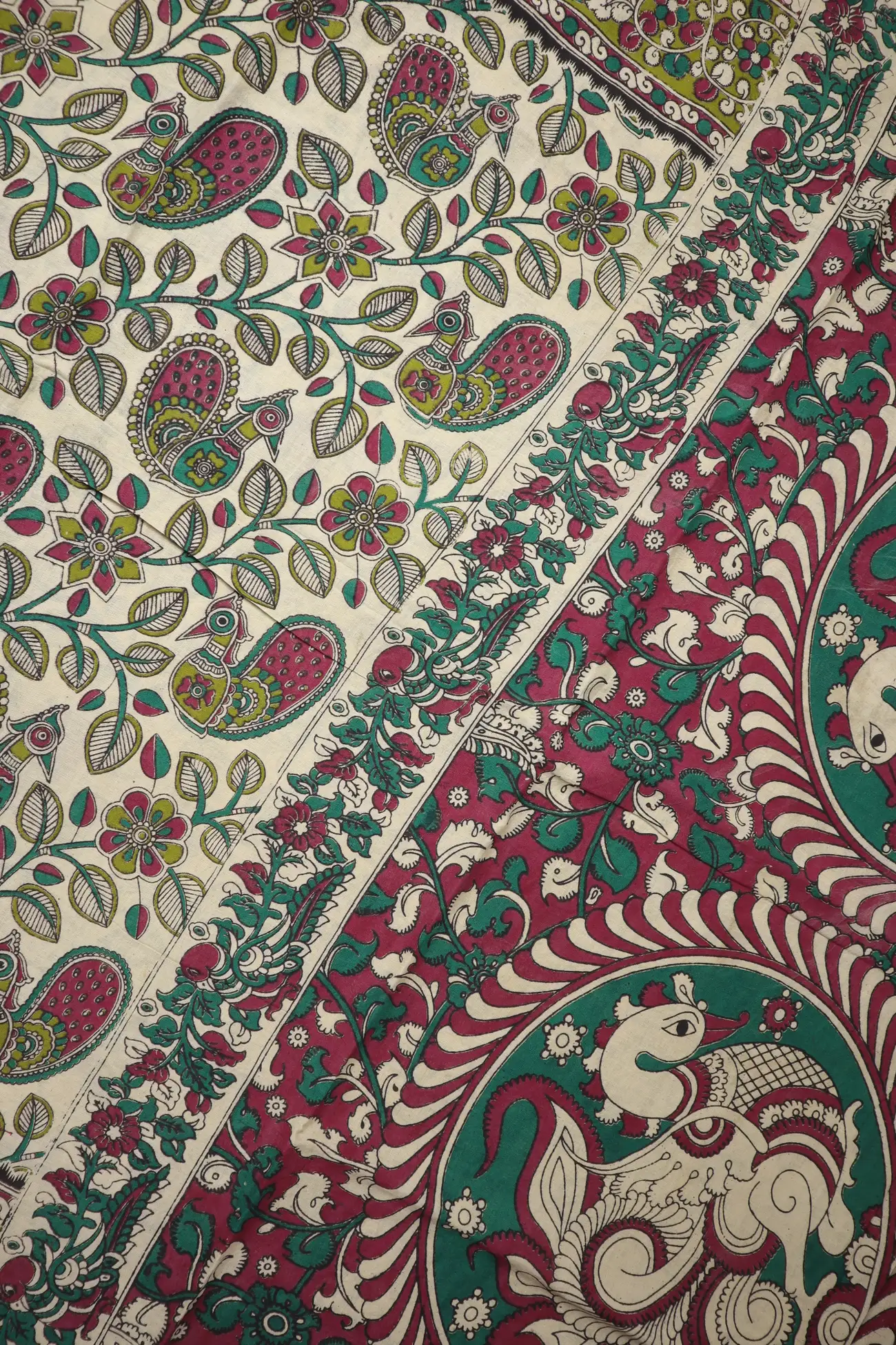 wheat-peacock-kalamkari-saree-kk001346-c