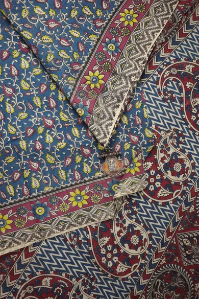 teal-flower-kalamkari-saree-kk001312-a