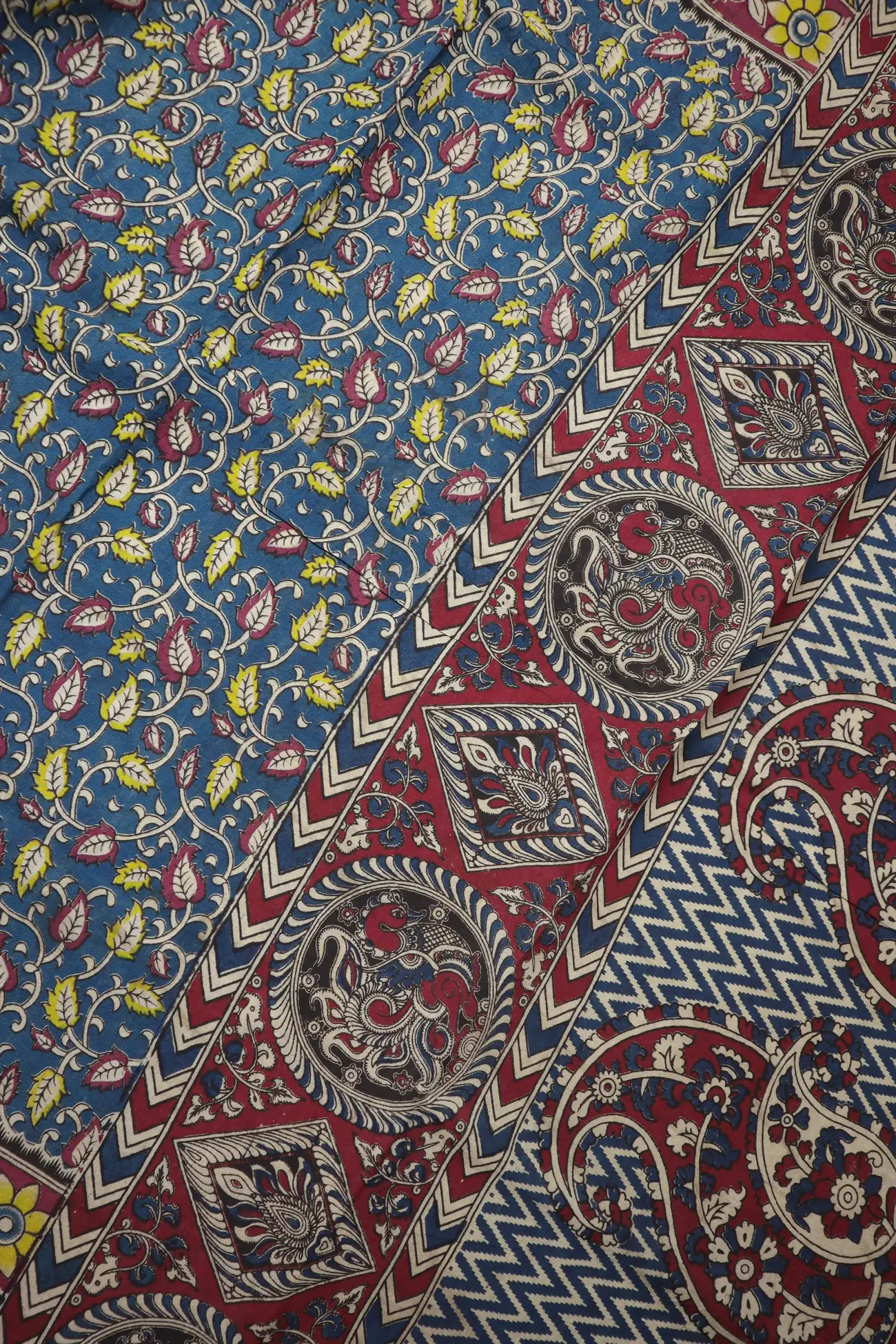 teal-flower-kalamkari-saree-kk001312-c