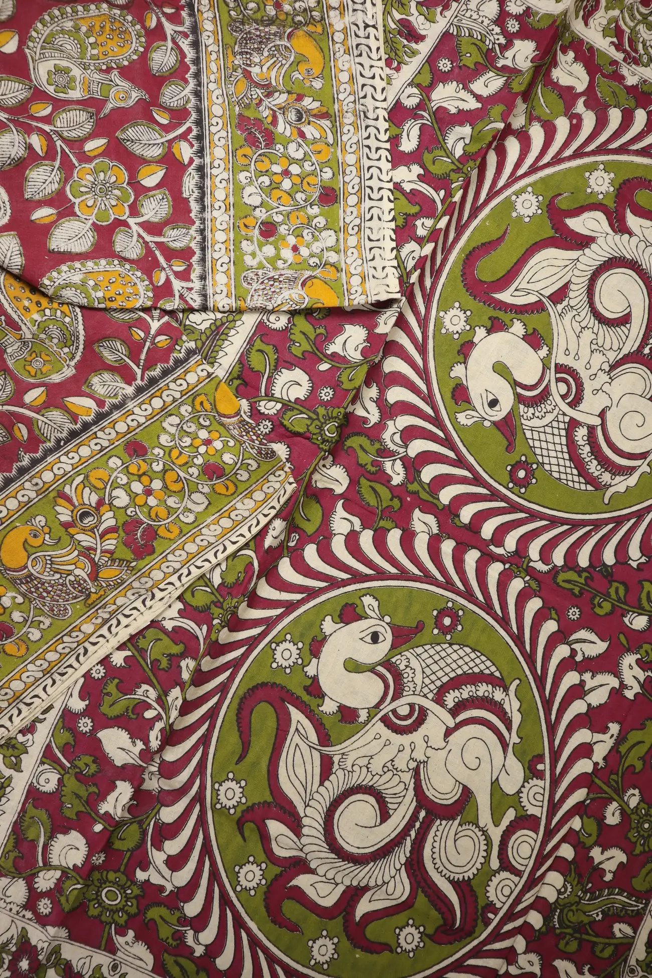 maroon-flower-kalamkari-saree-kk001345-b