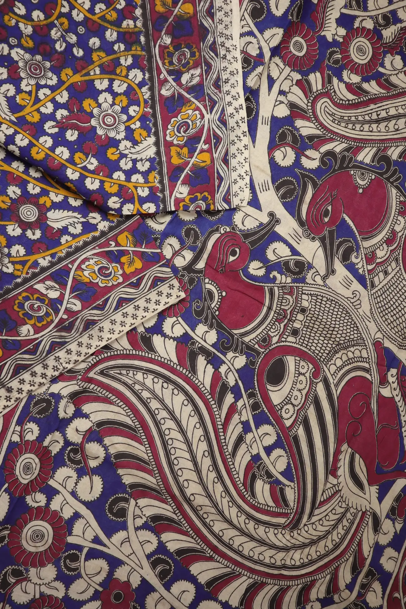navy-flower-kalamkari-saree-kk001348-b