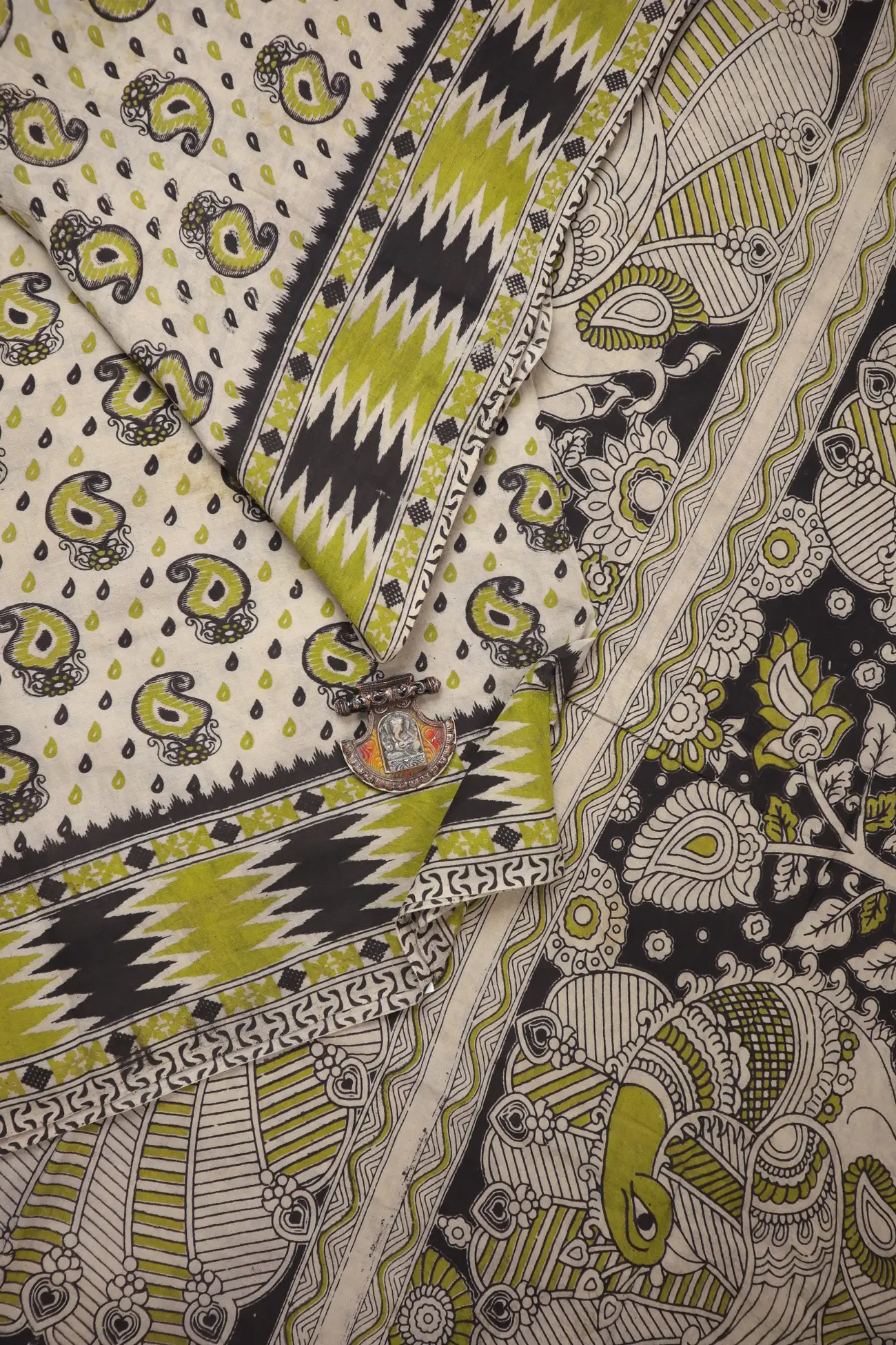 wheat-zigzag-kalamkari-saree-kk001343-a