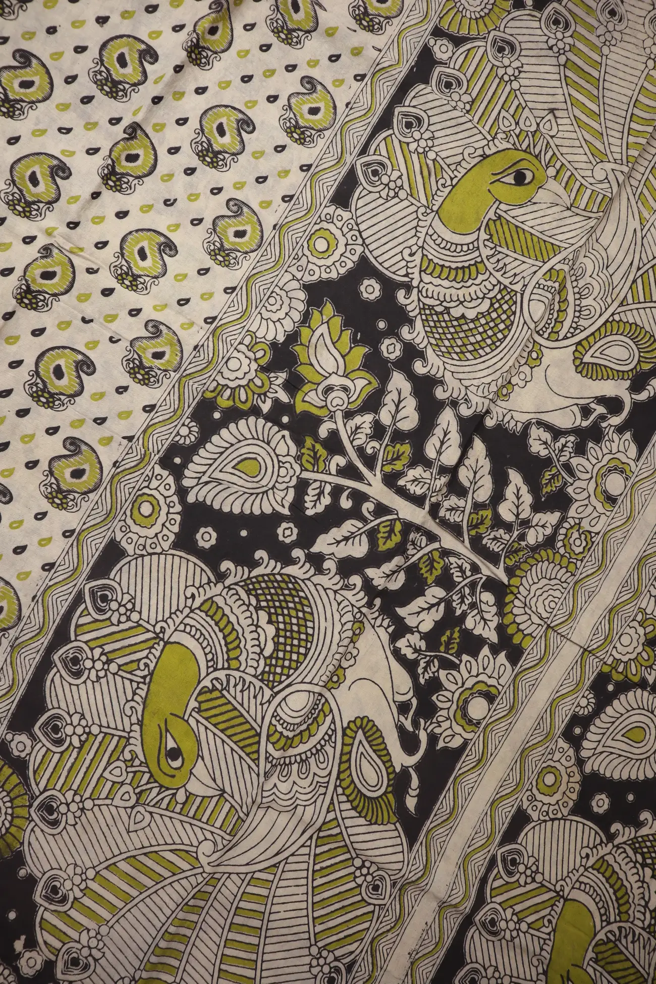 wheat-zigzag-kalamkari-saree-kk001343-c