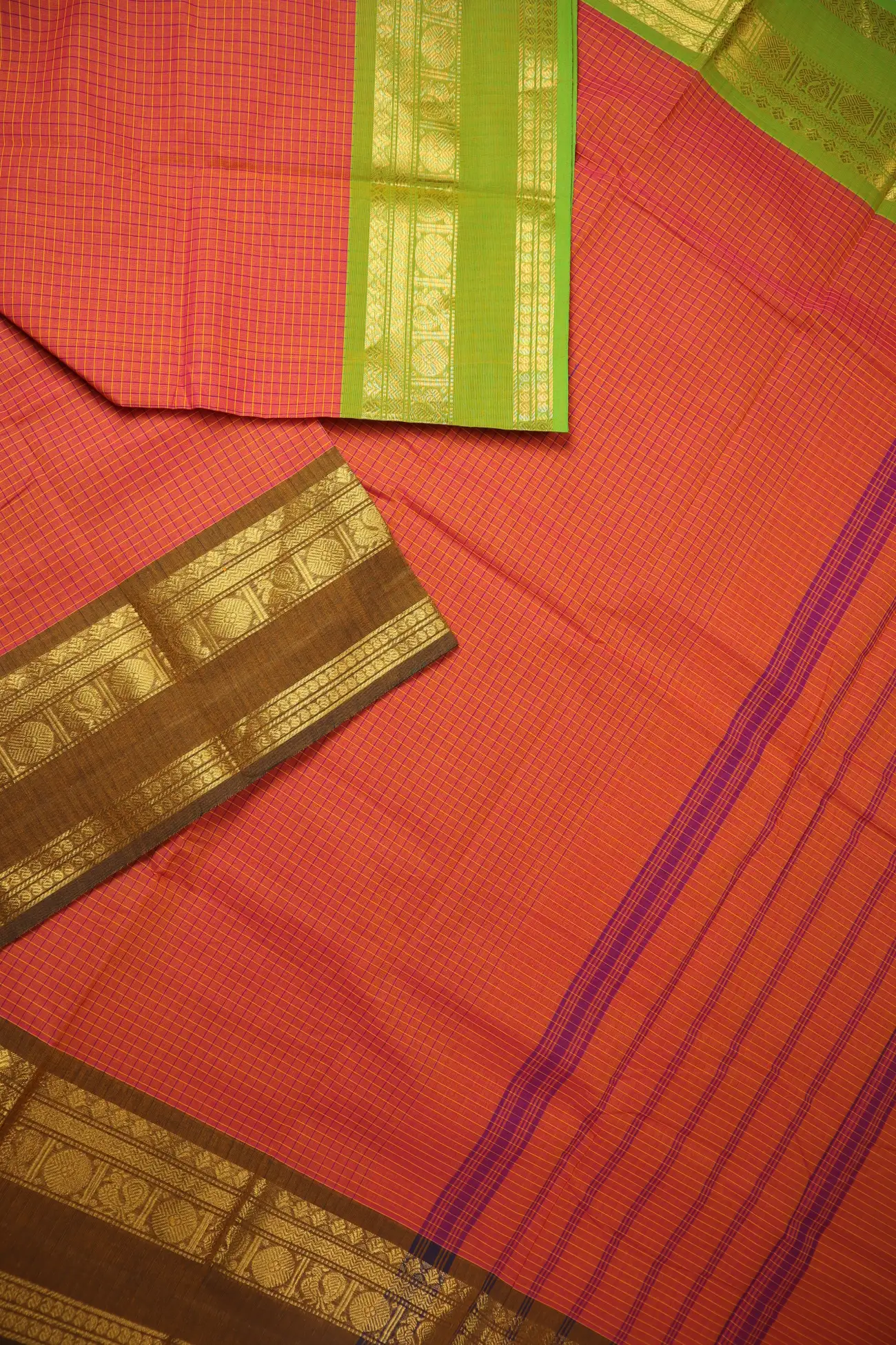 orange-peacock-checked-saree-ck002788-b