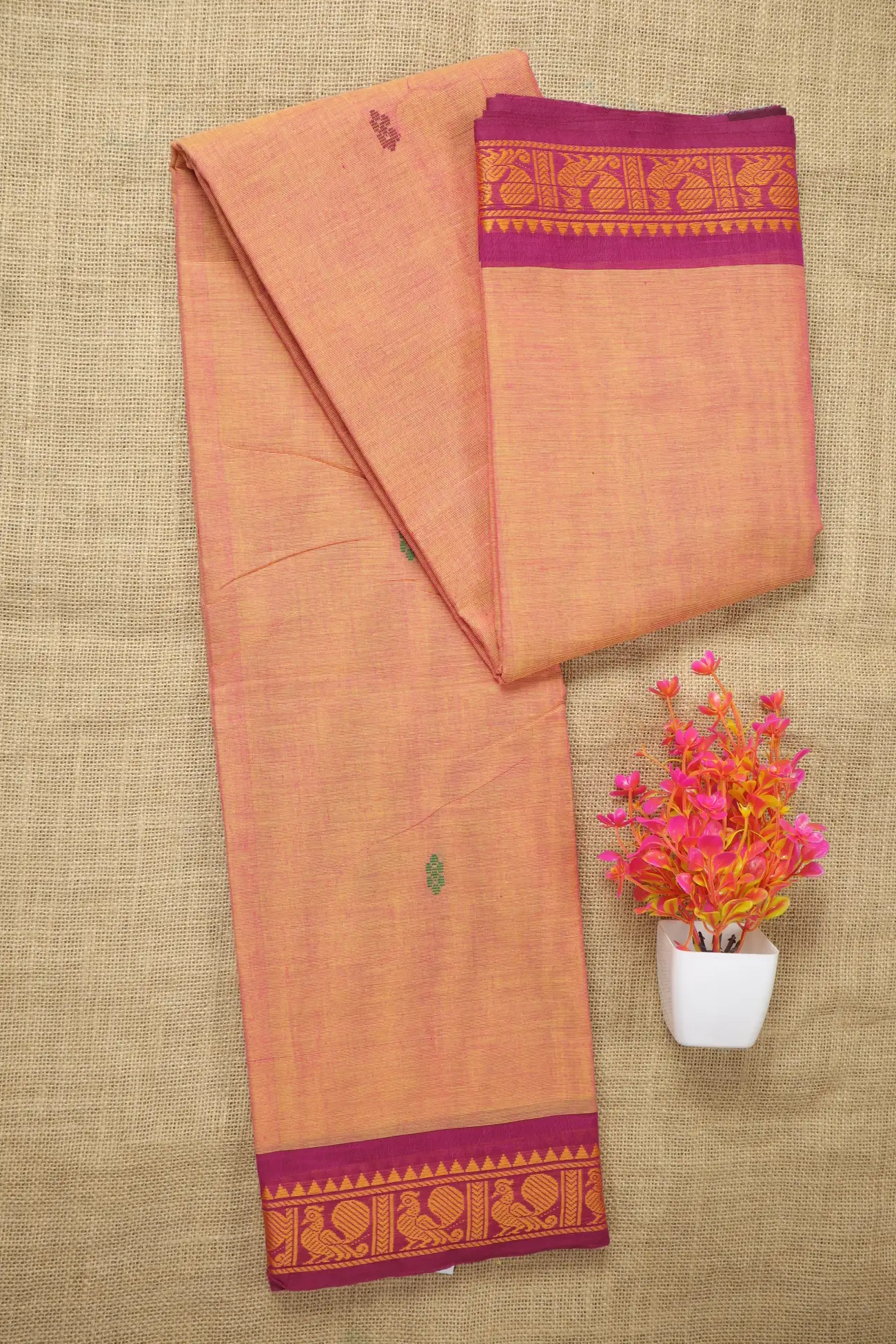 orange-peacock-butta-saree-bs002033-a