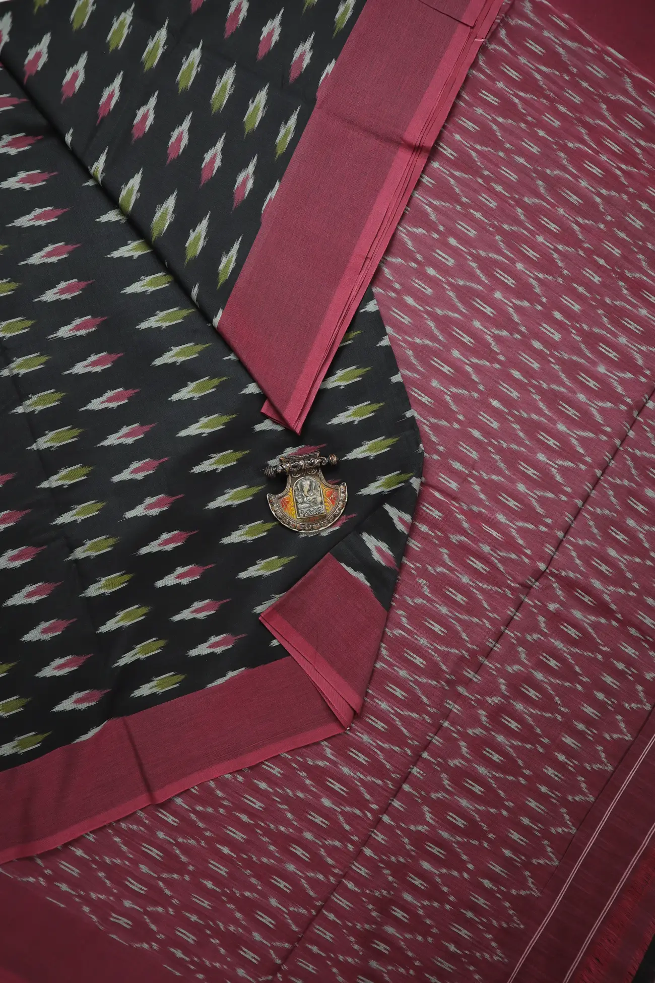 black-ikat-ikat-saree-is001443-a