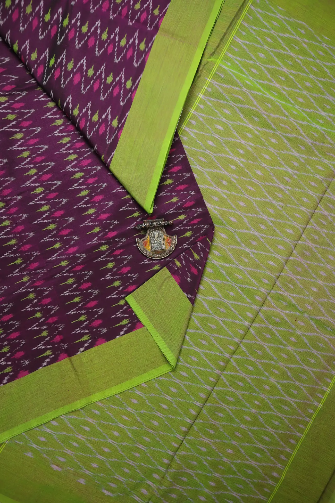 indigo-ikat-ikat-saree-is001477-a