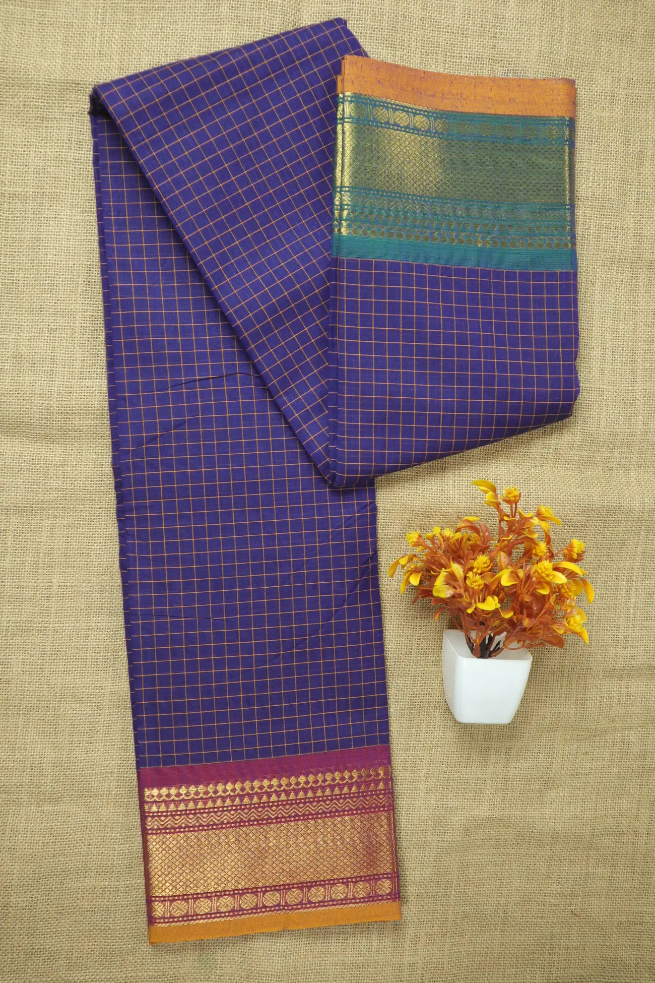 blue-checked-checked-saree-ck002812-a