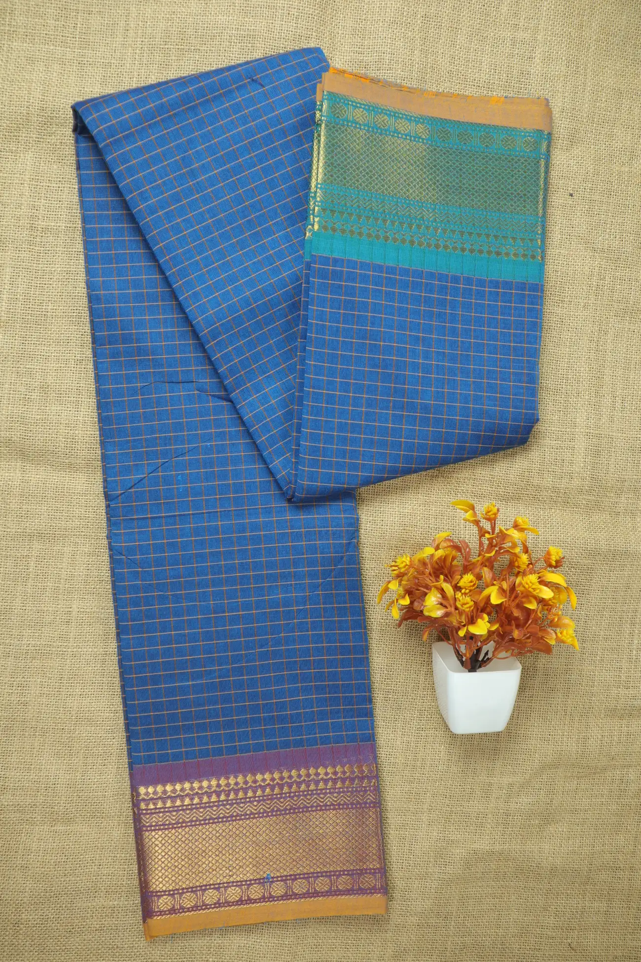 blue-checked-checked-saree-ck002815-a