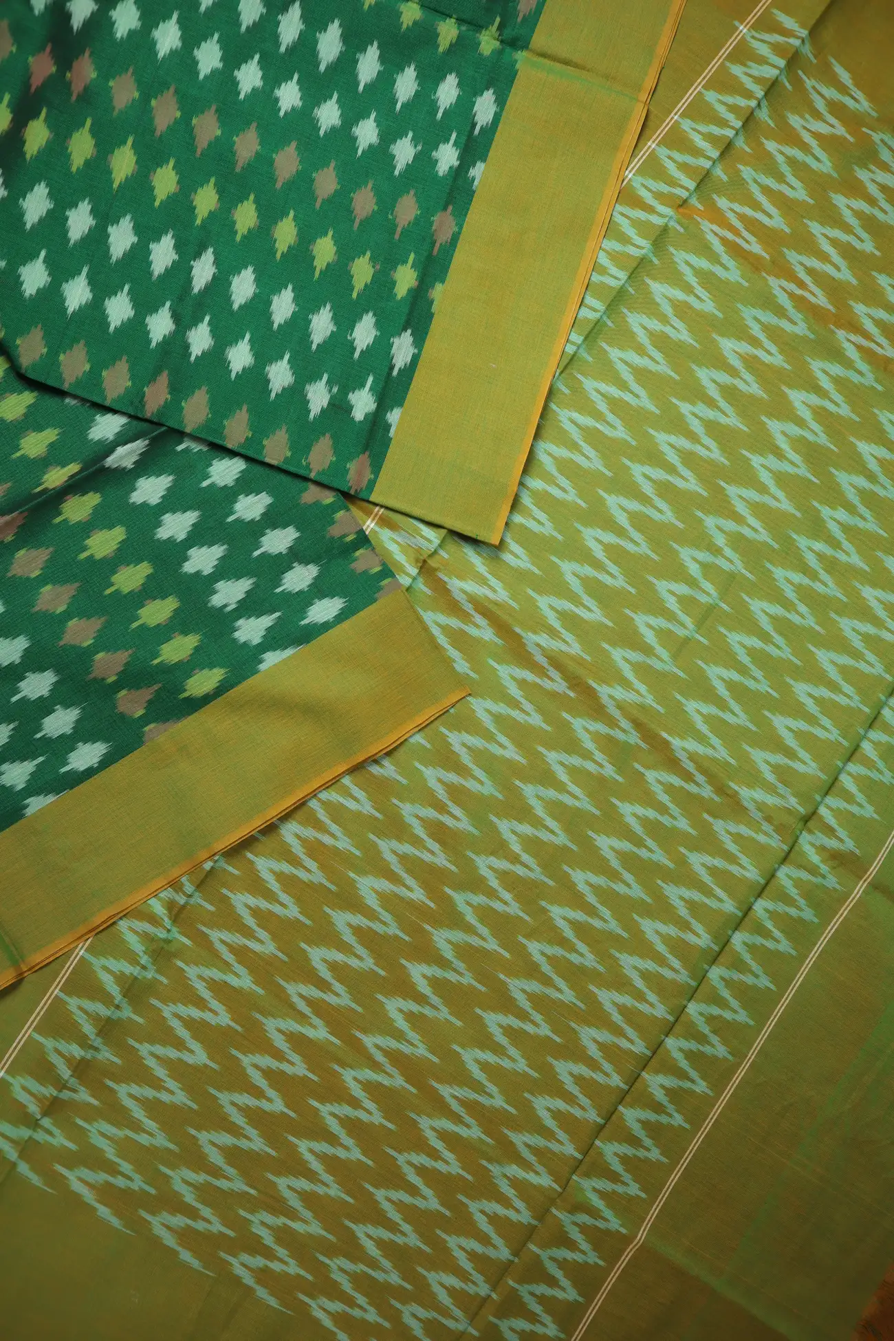 dark-green-ikat-ikat-saree-is001464-b