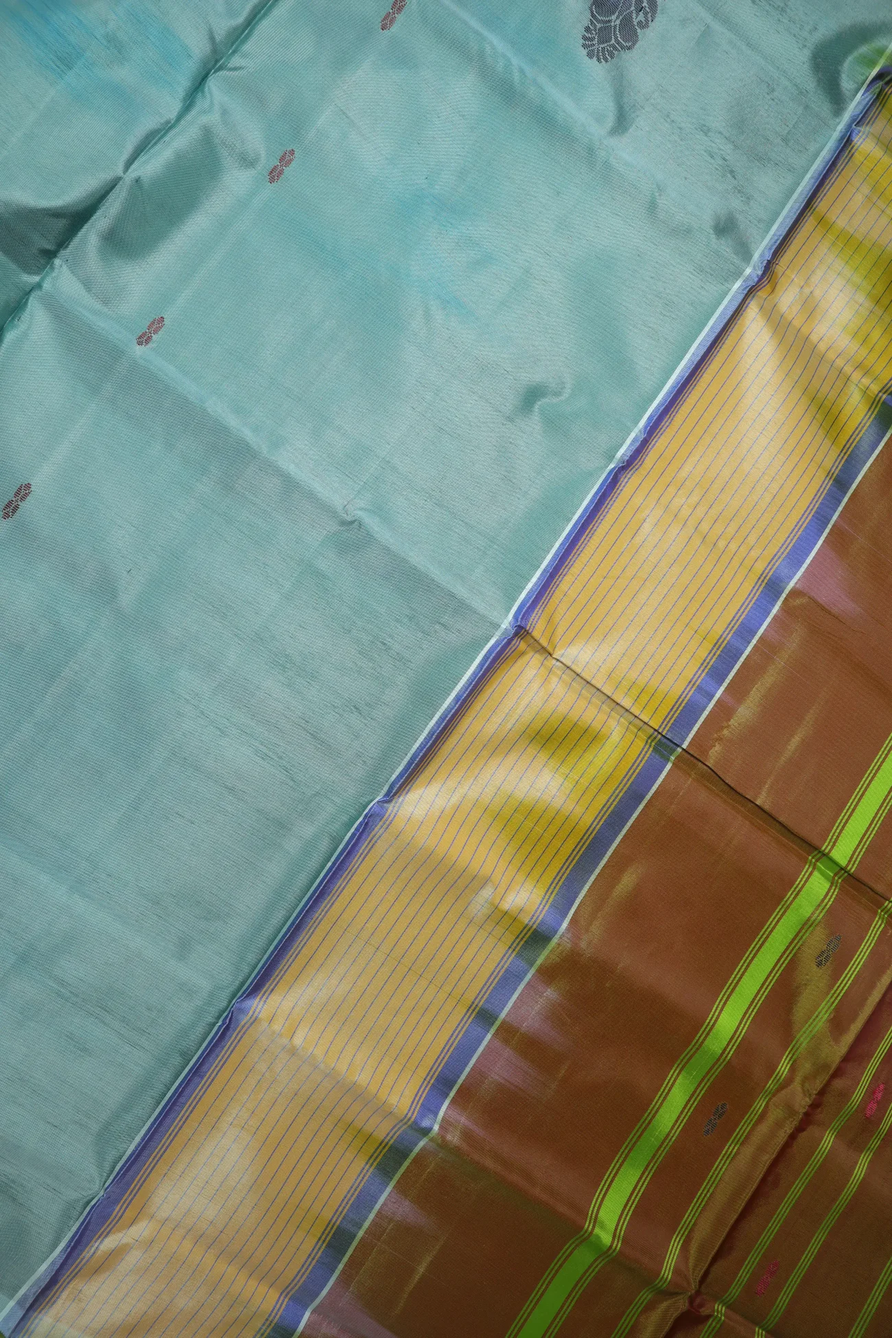 steel-blue-flower-banana-pith-silk-saree-bps000583-c