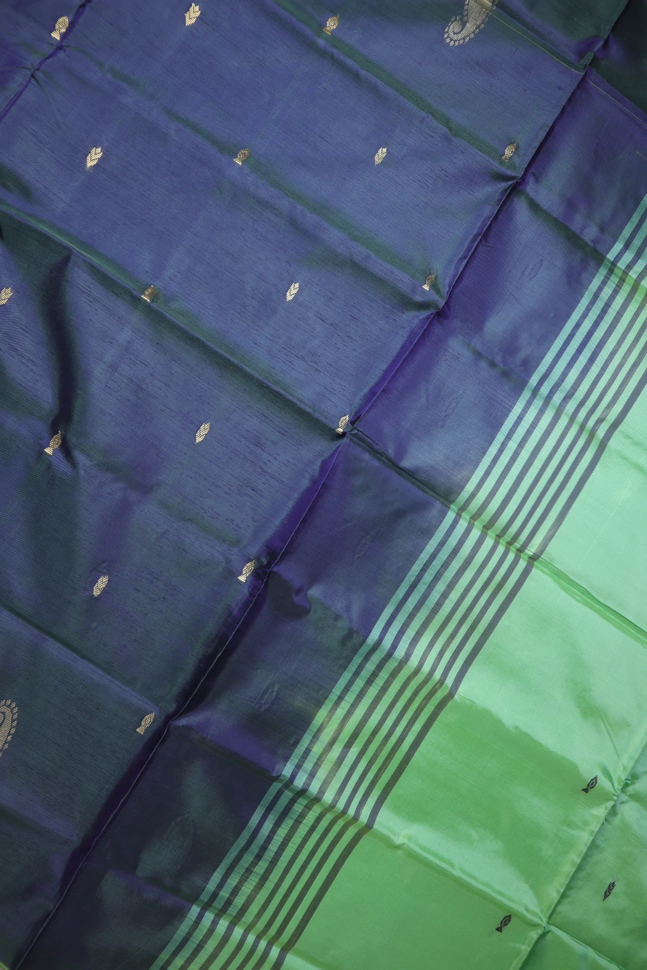 dark-slate-blue-mango-banana-pith-silk-saree-bps000588-c