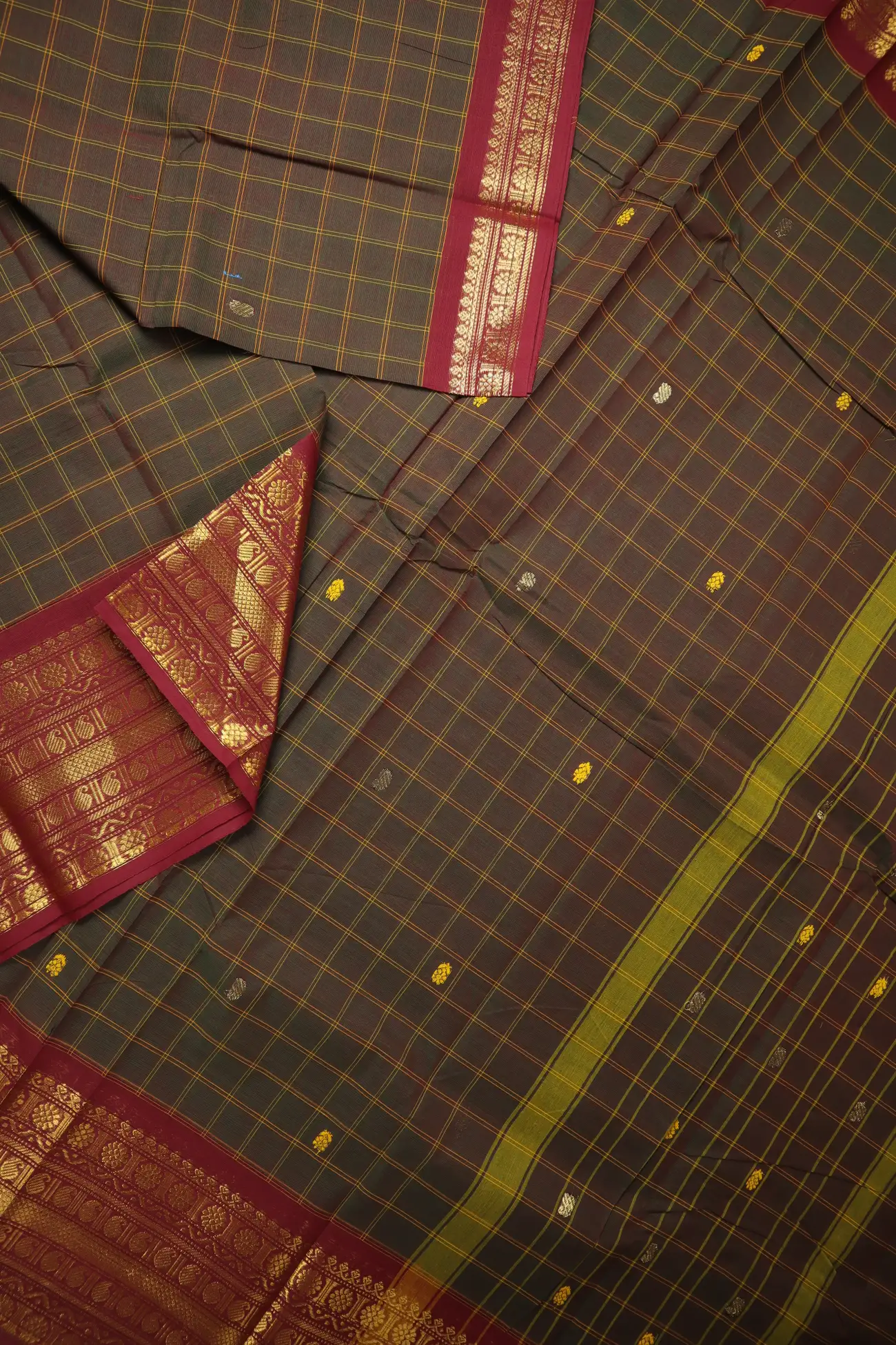olive-mango-checked-saree-ck002806-b