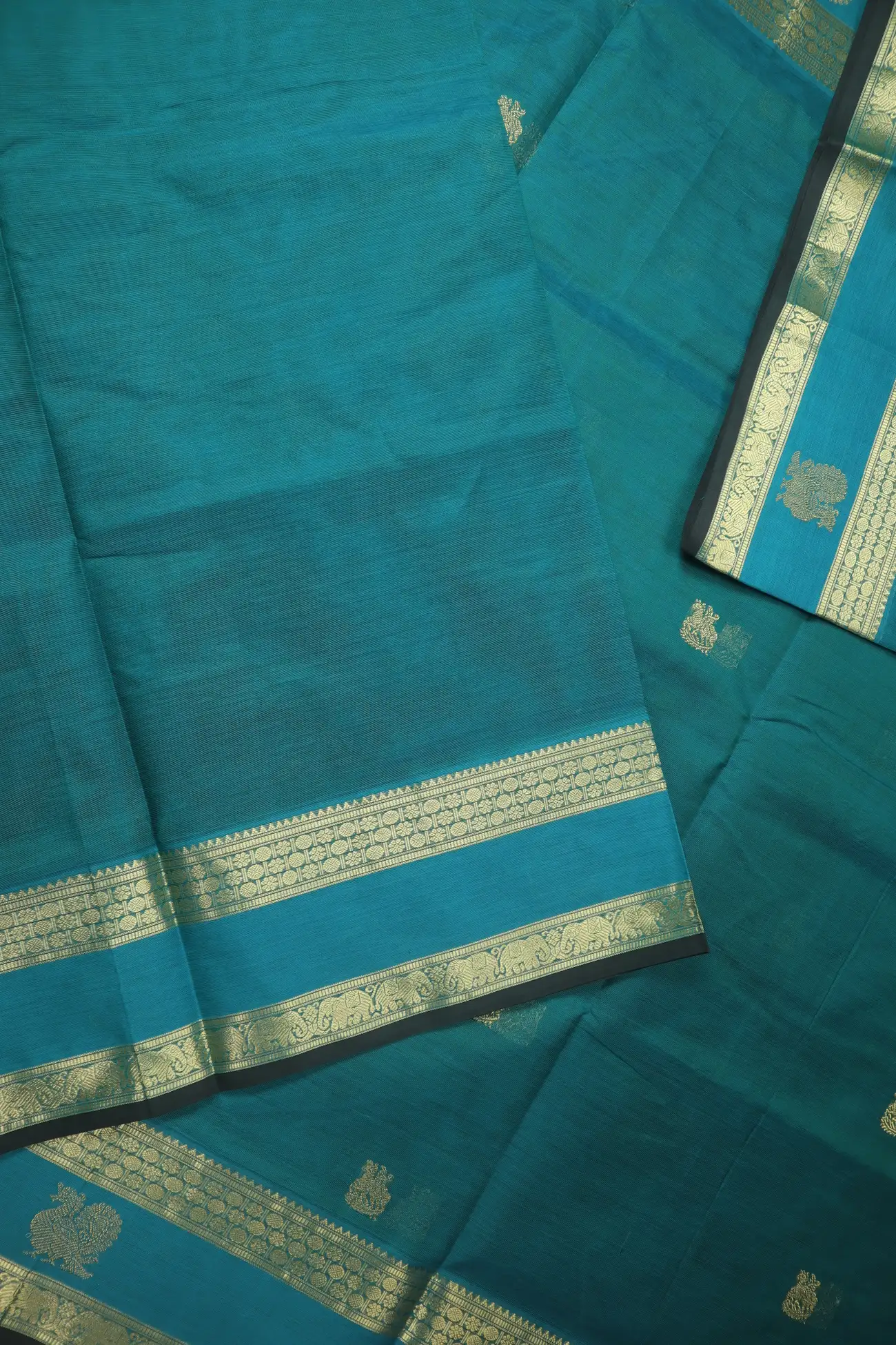 teal-peacock-elephant-flying-horse-kanchi-silk-cotton-saree-sc003121-e