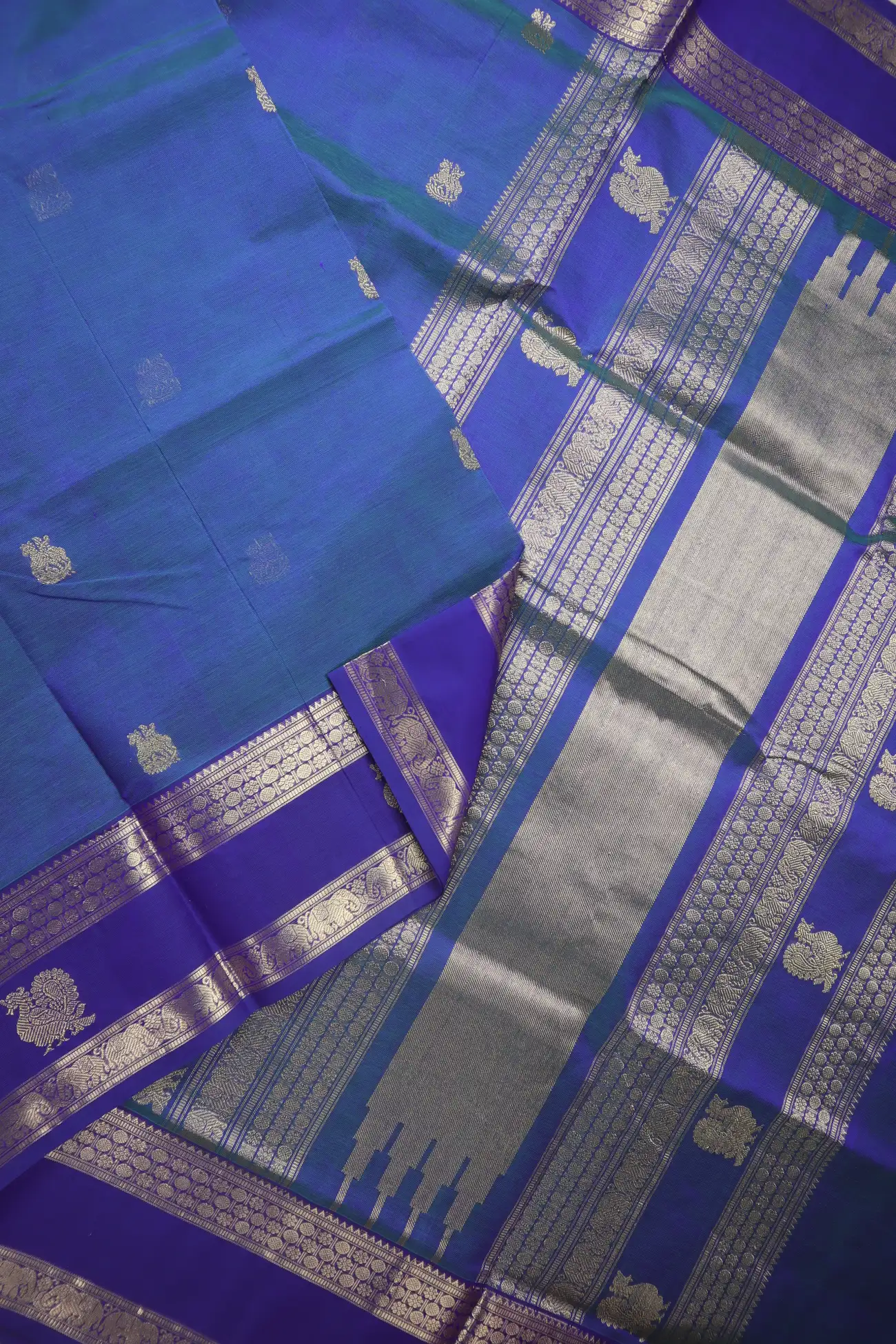 blue-flying-horse-peacock-elephant-rettai-pettu-kanchi-silk-cotton-saree-sc003120-b