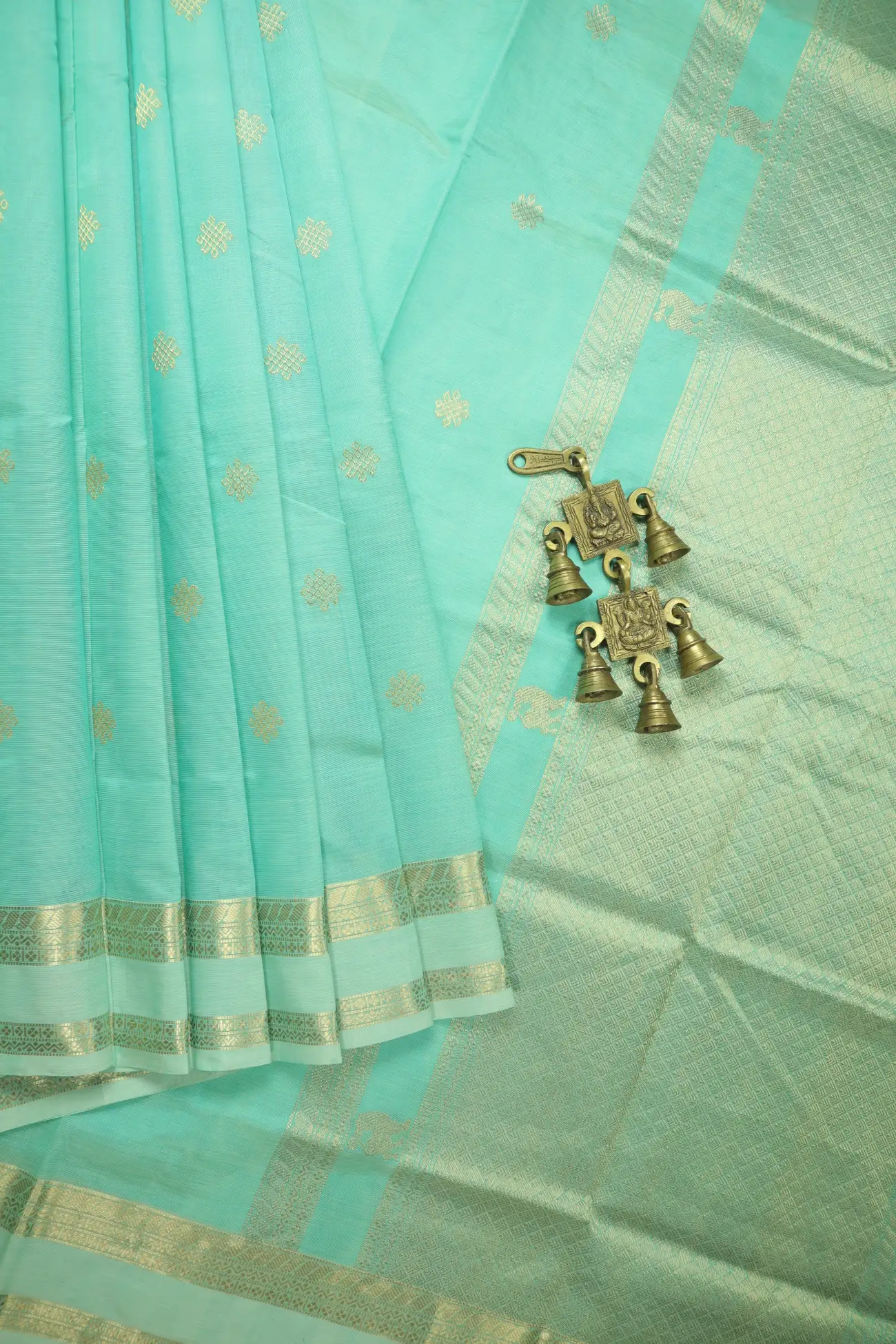 turquoise-kolam-yazhi-rettai-pettu-kanchi-silk-cotton-saree-sc003106-a