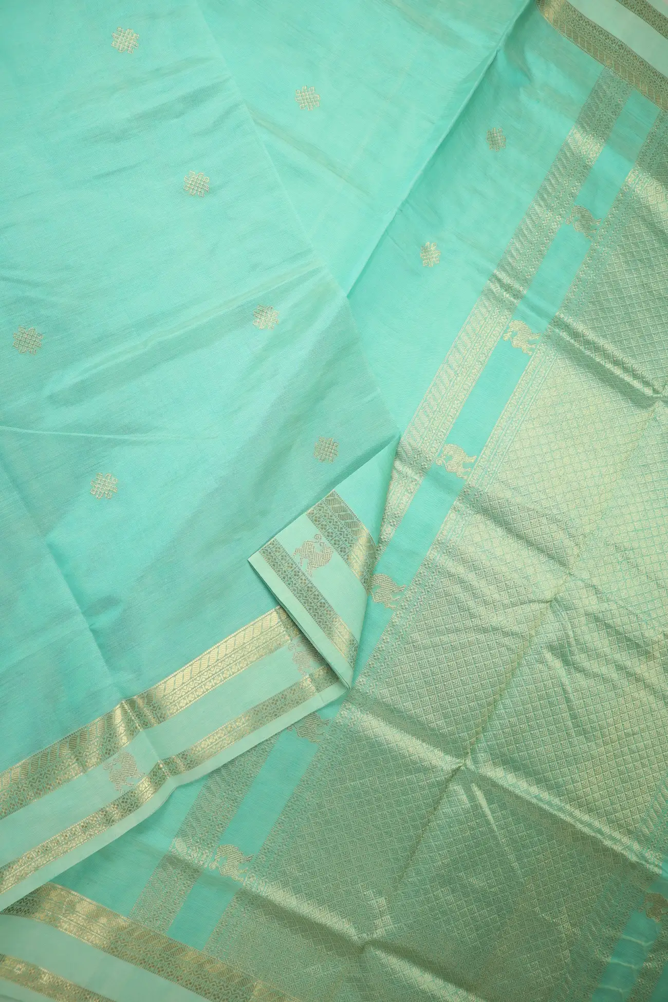 turquoise-kolam-yazhi-rettai-pettu-kanchi-silk-cotton-saree-sc003106-b