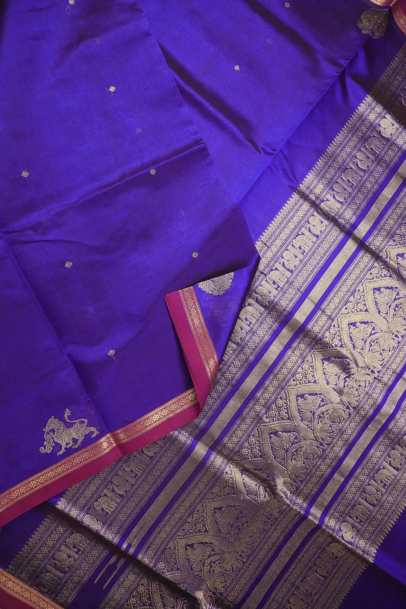 indigo-annapakshi-yazhi-kamalam-butta-kanchi-silk-cotton-saree-sc003094-b