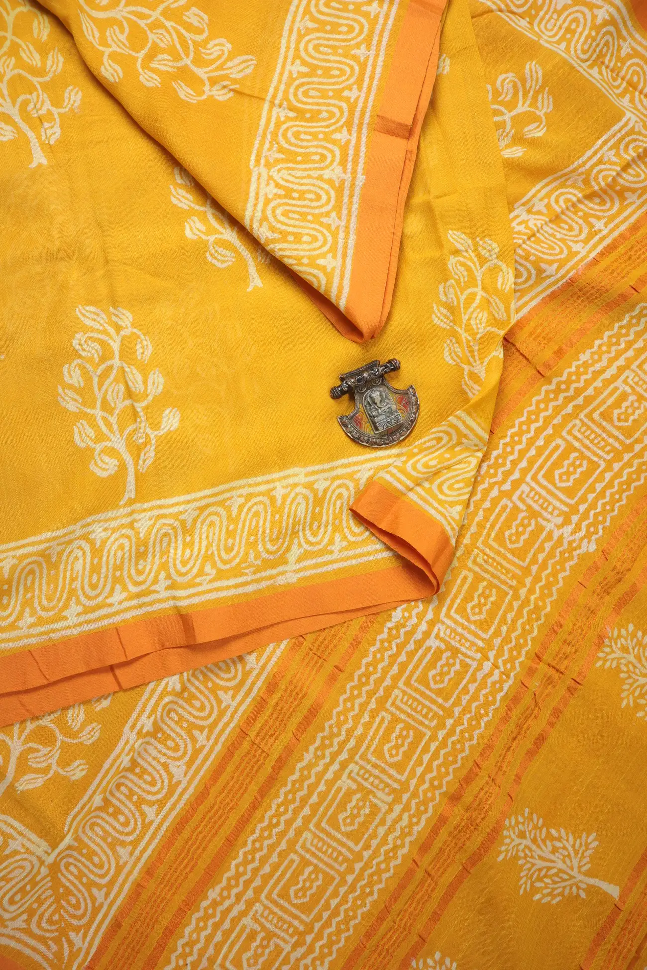 yellow-flower-linen-block-printed-saree-lnp000219-a