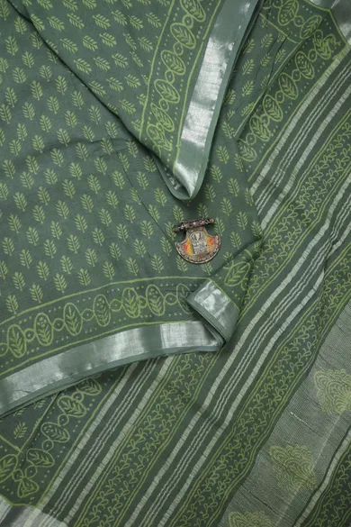 dark-sea-green-leaf-linen-block-printed-saree-lnp000198-a