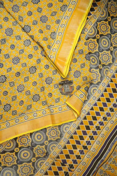 yellow-flower-linen-block-printed-saree-lnp000204-a