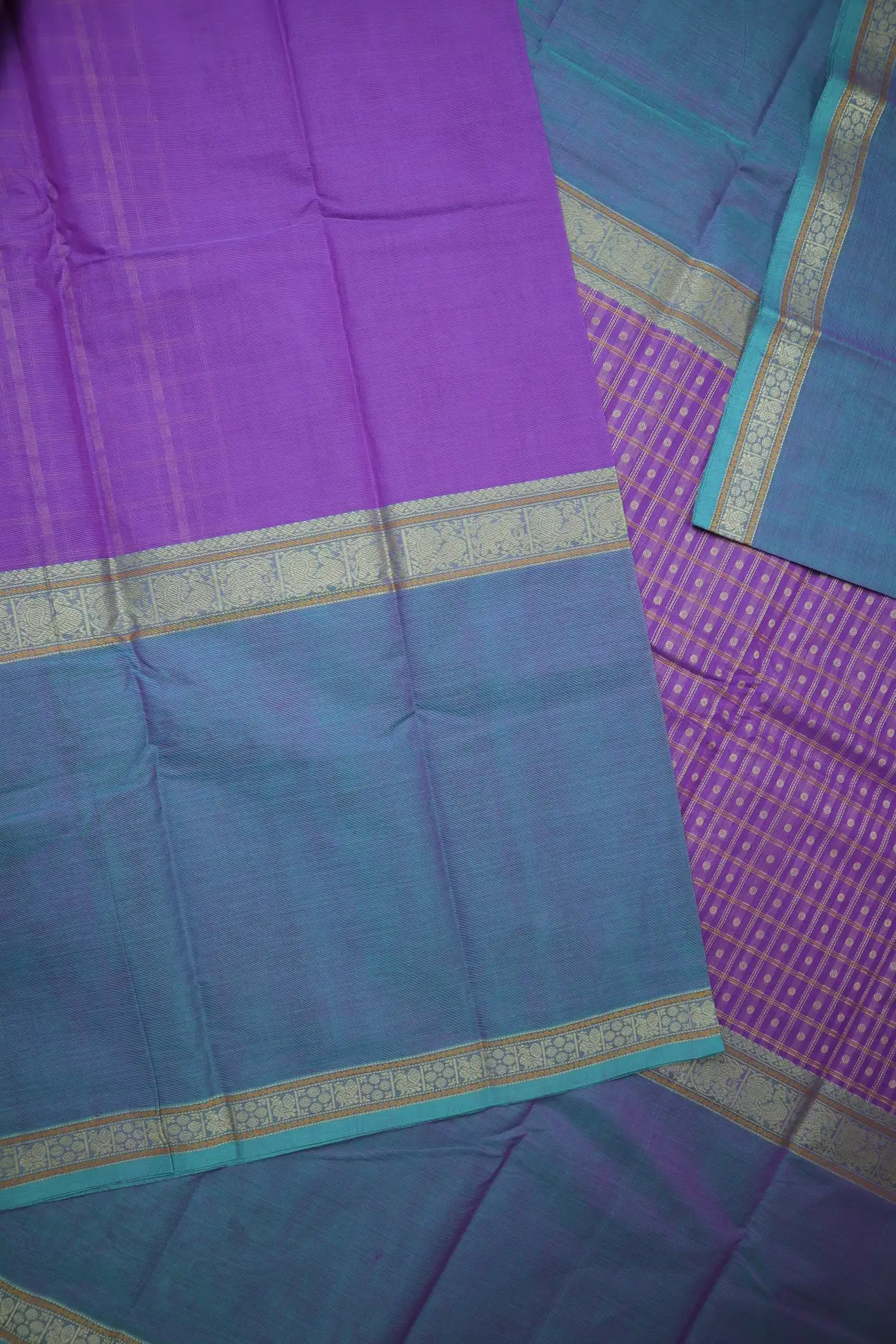 purple-muppagam-three-part-peacock-kanchi-cotton-saree-uu005698-e
