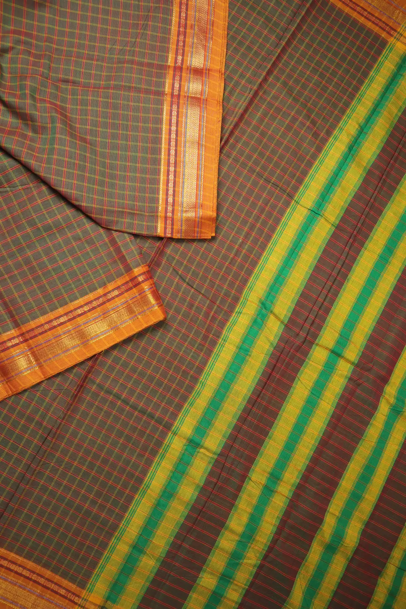 olive-drab-ruthratcham-checked-narayanpet-saree-pk002845-b