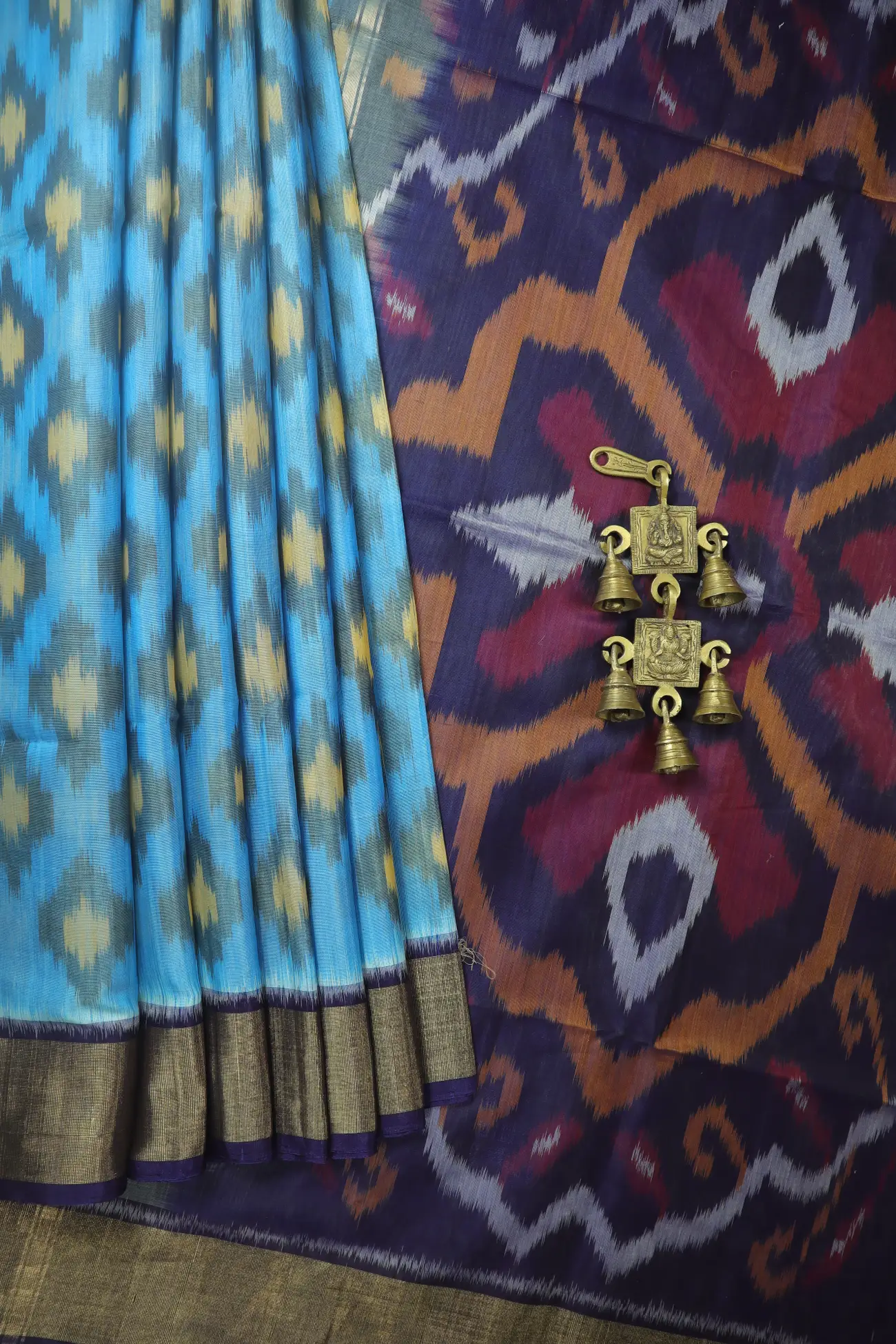 light-sky-blue-ikat-pochampally-silk-cotton-saree-sc003126-a