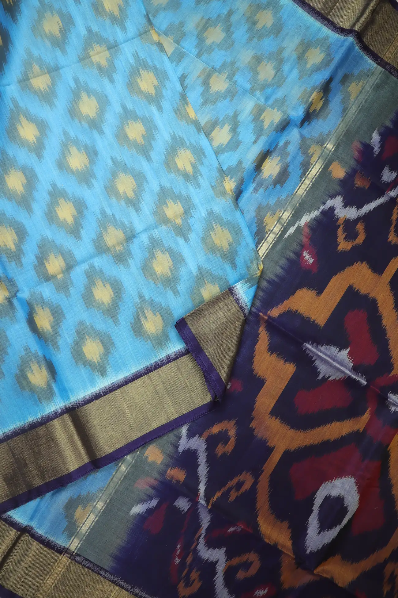 light-sky-blue-ikat-pochampally-silk-cotton-saree-sc003126-b