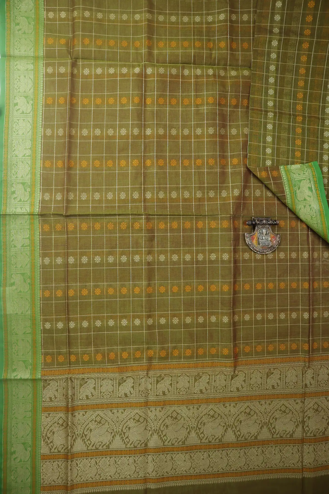 olive-thousand-1000-butta-kanchi-silk-cotton-dupatta-kcd000171-b