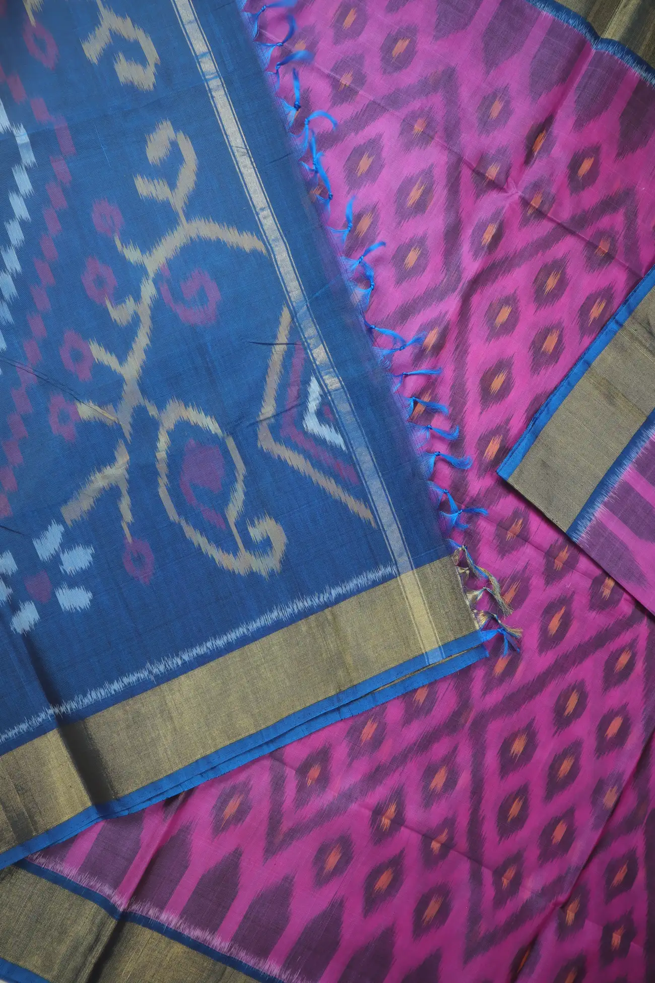 pink-flower-ikat-pochampally-silk-cotton-saree-sc003135-b