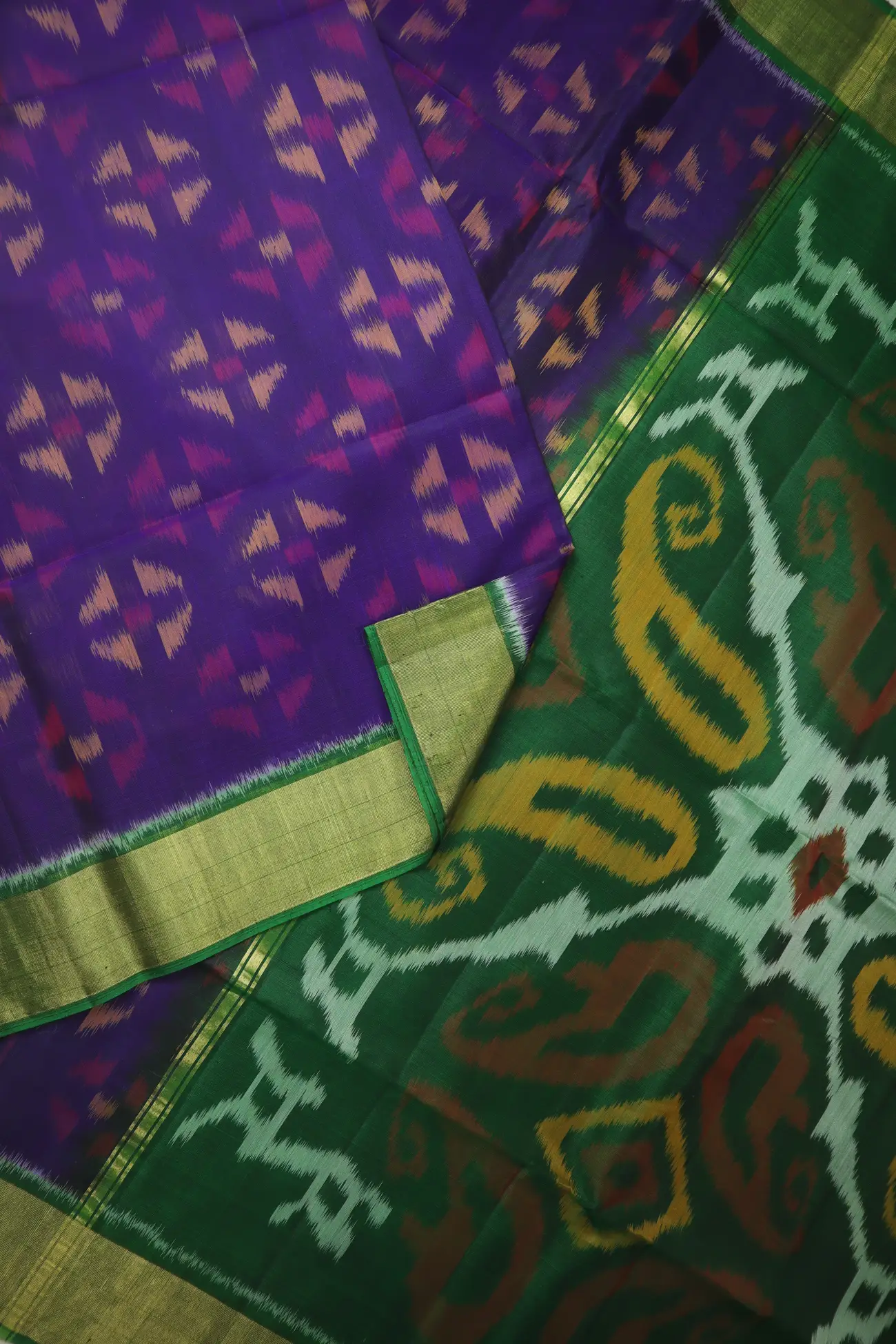 indigo-flower-ikat-pochampally-silk-cotton-saree-sc003140-b