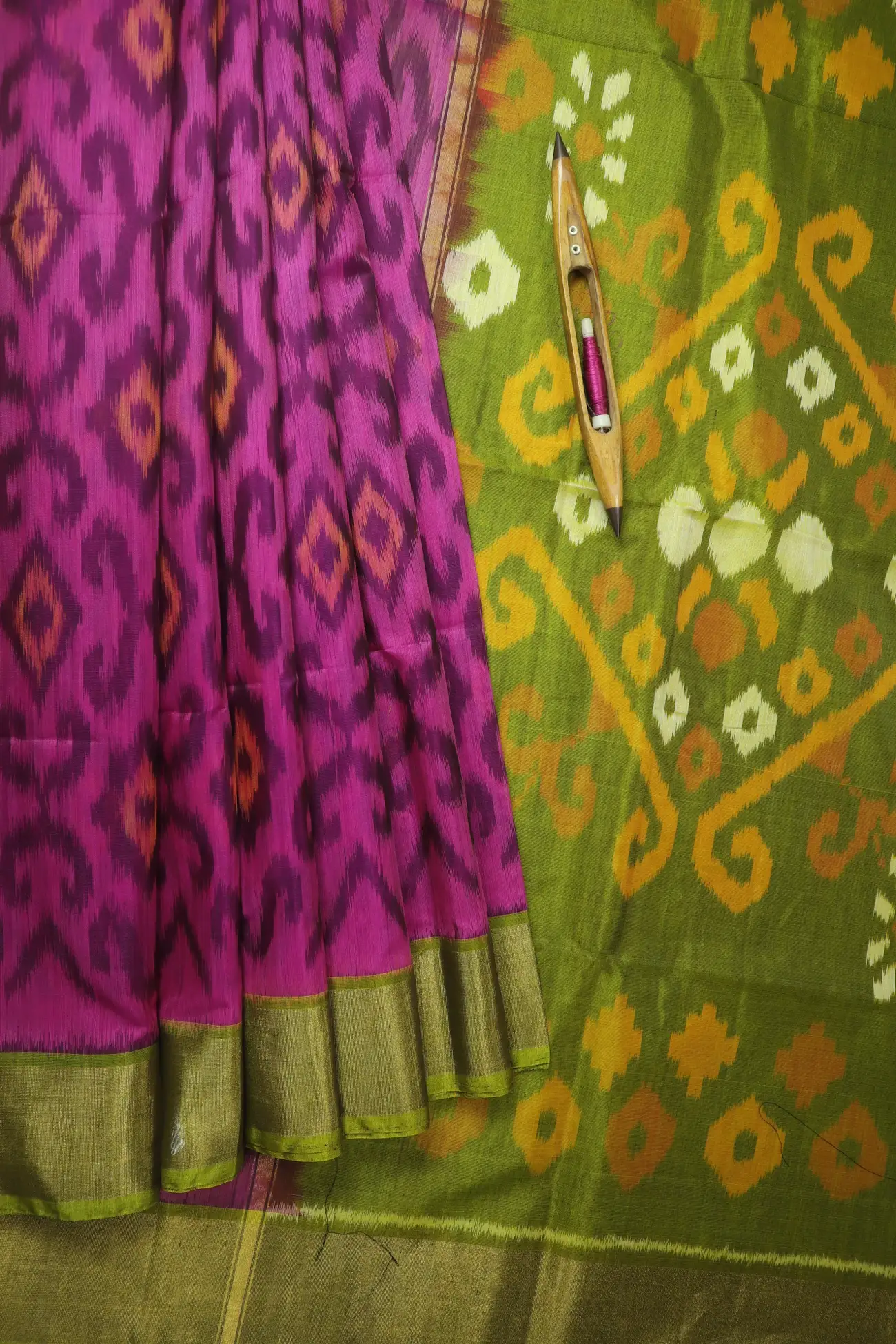 pink-ikat-pochampally-silk-cotton-saree-sc003155-a