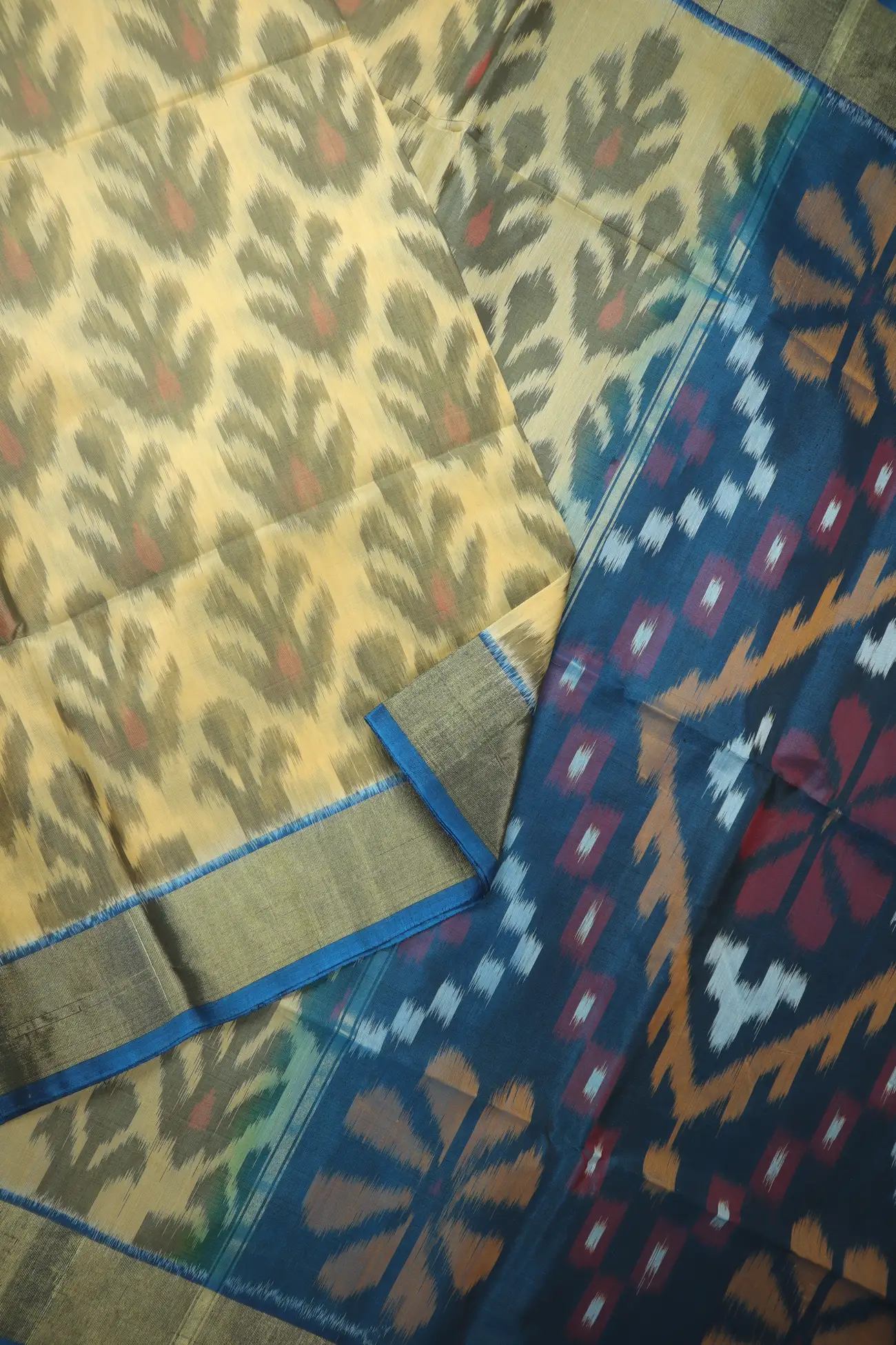 wheat-ikat-pochampally-silk-cotton-saree-sc003141-b