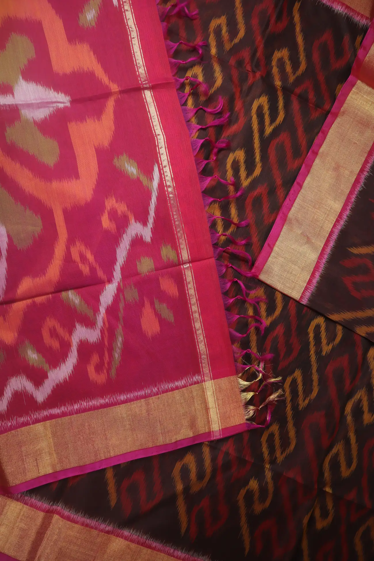 coffee-brown-ikat-pochampally-silk-cotton-saree-sc003144-c