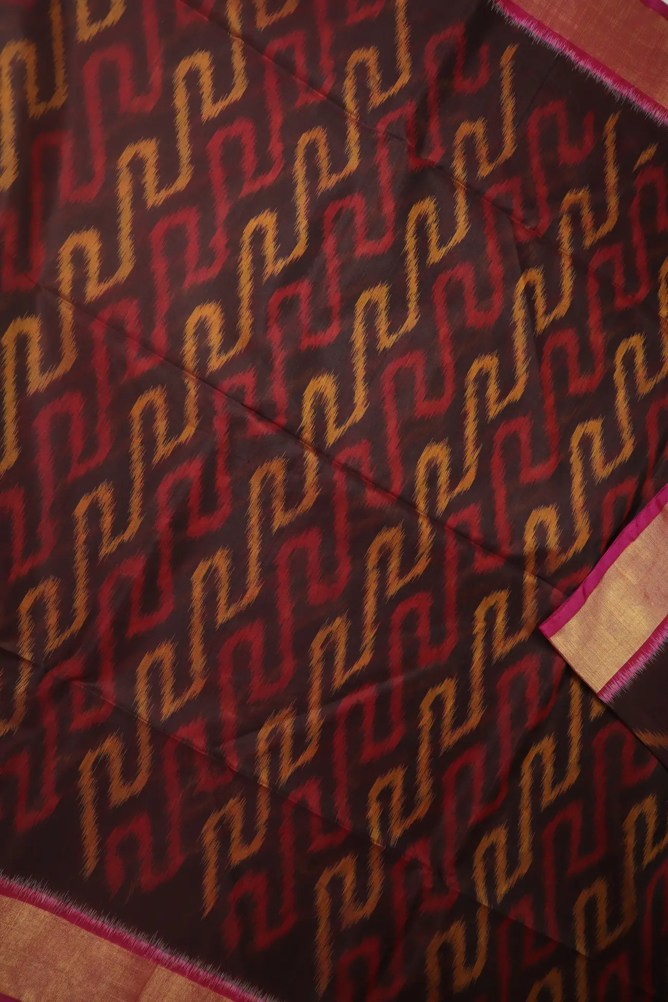 coffee-brown-ikat-pochampally-silk-cotton-saree-sc003144-d