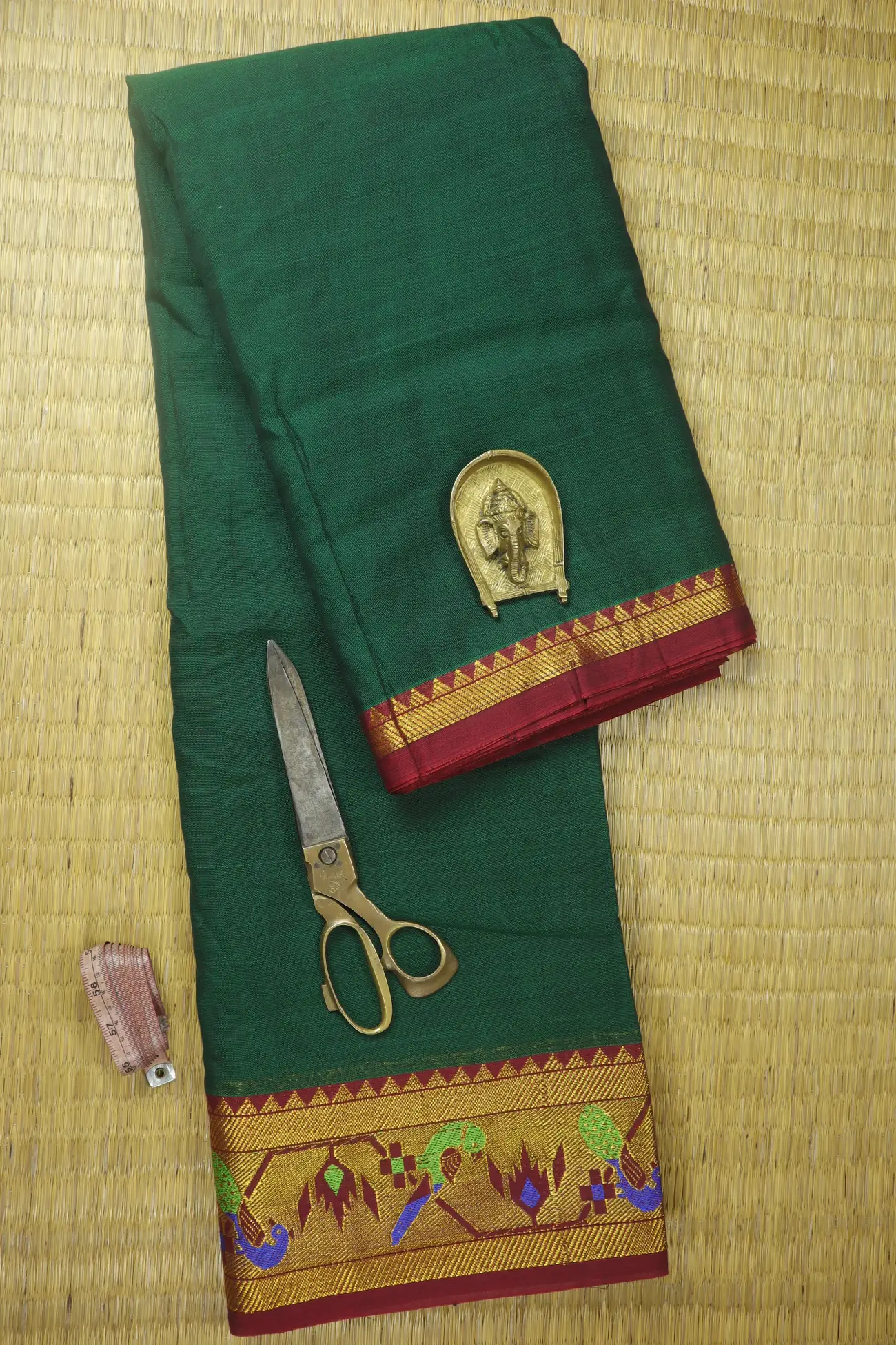 dark-green-paithani-design-narayanpet-fabric-soft-cotton-fabric-pf000520-a