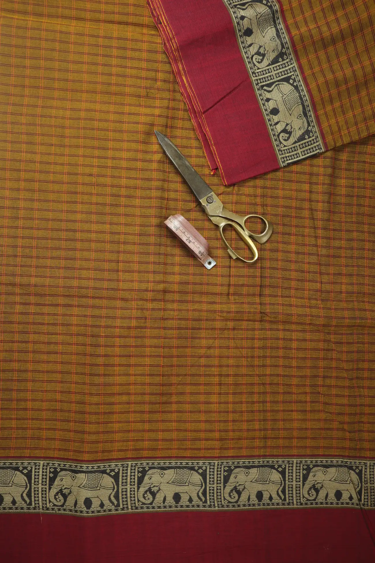 brown-elephant-checked-narayanpet-fabric-soft-cotton-fabric-pf000543-b