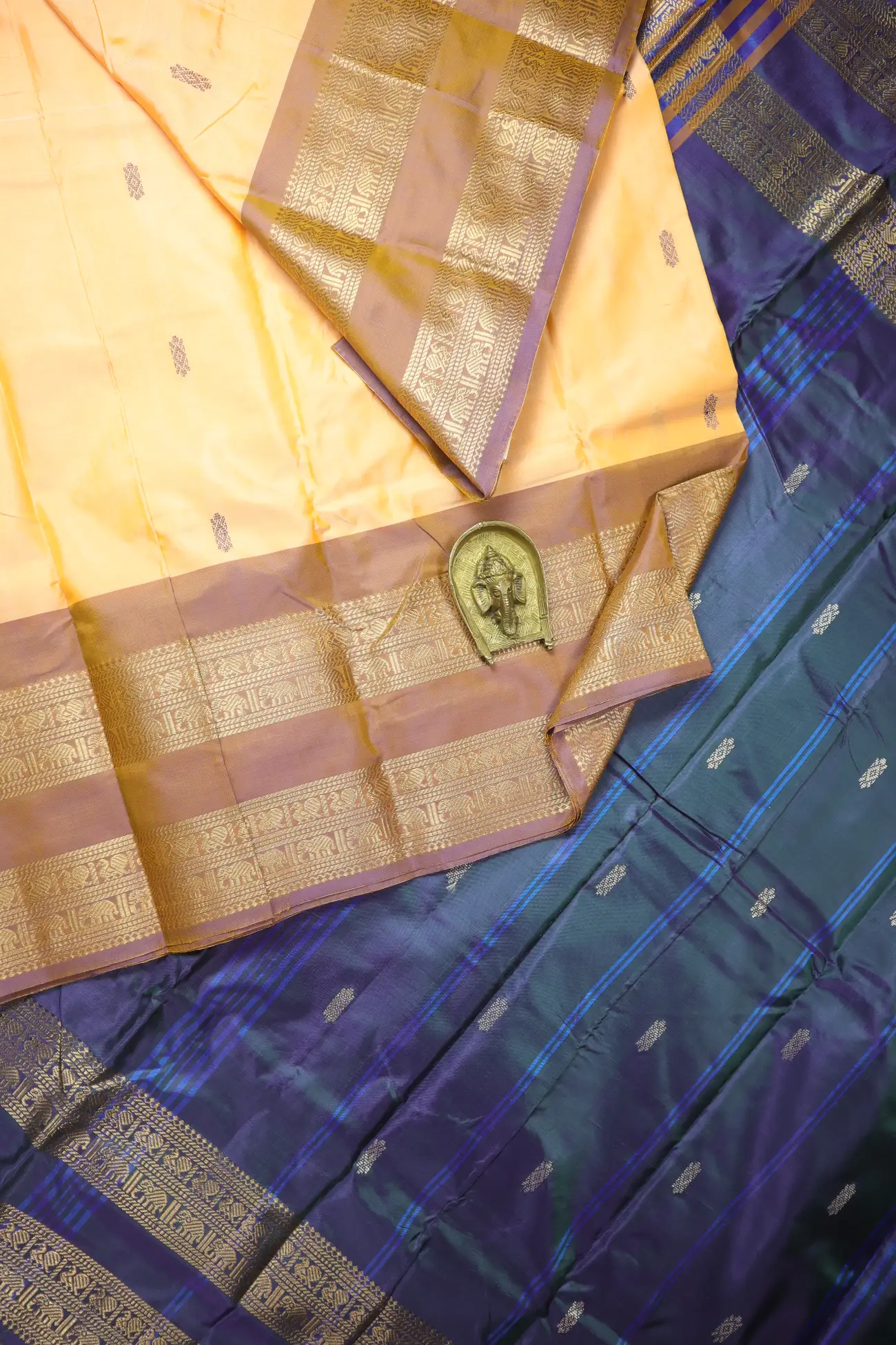 salmon-peacock-elephant-banana-pith-silk-saree-bps000651-a