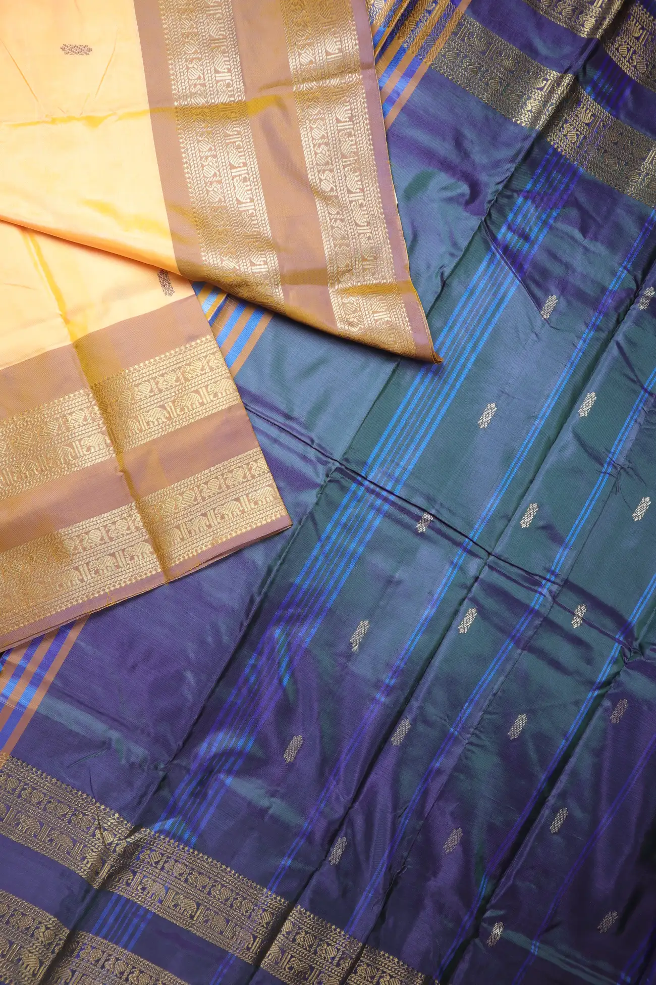 salmon-peacock-elephant-banana-pith-silk-saree-bps000651-b