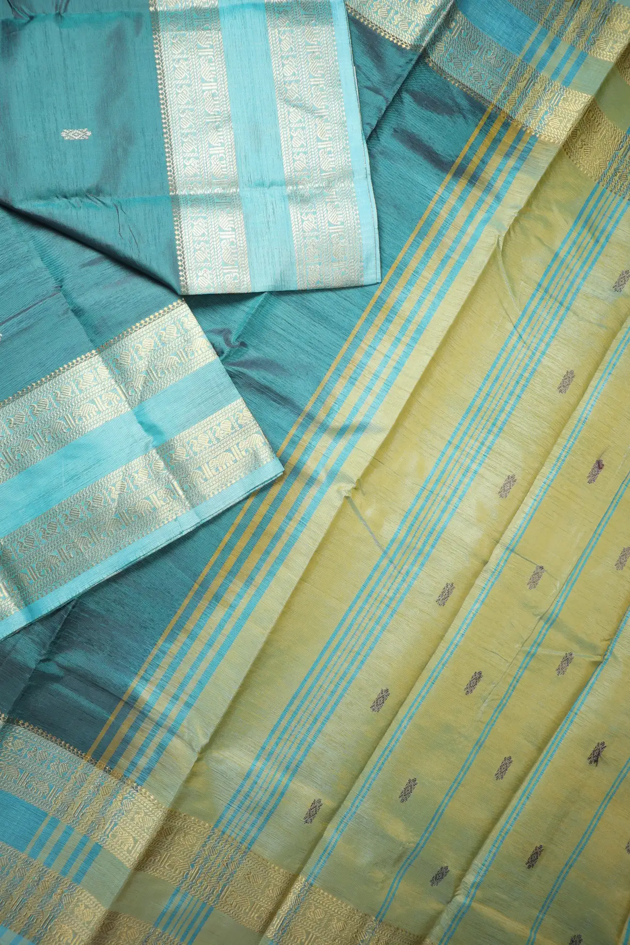 teal-peacock-elephant-banana-pith-silk-saree-bps000654-b
